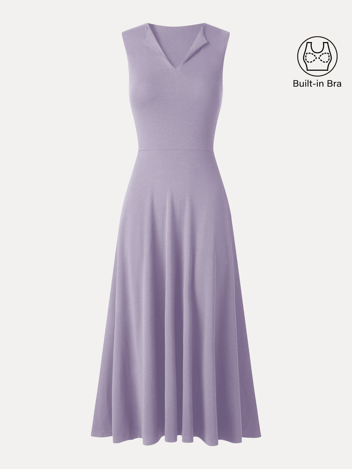 OGLmove Women's Collared V-Neck Ribbed Bra Midi Dress