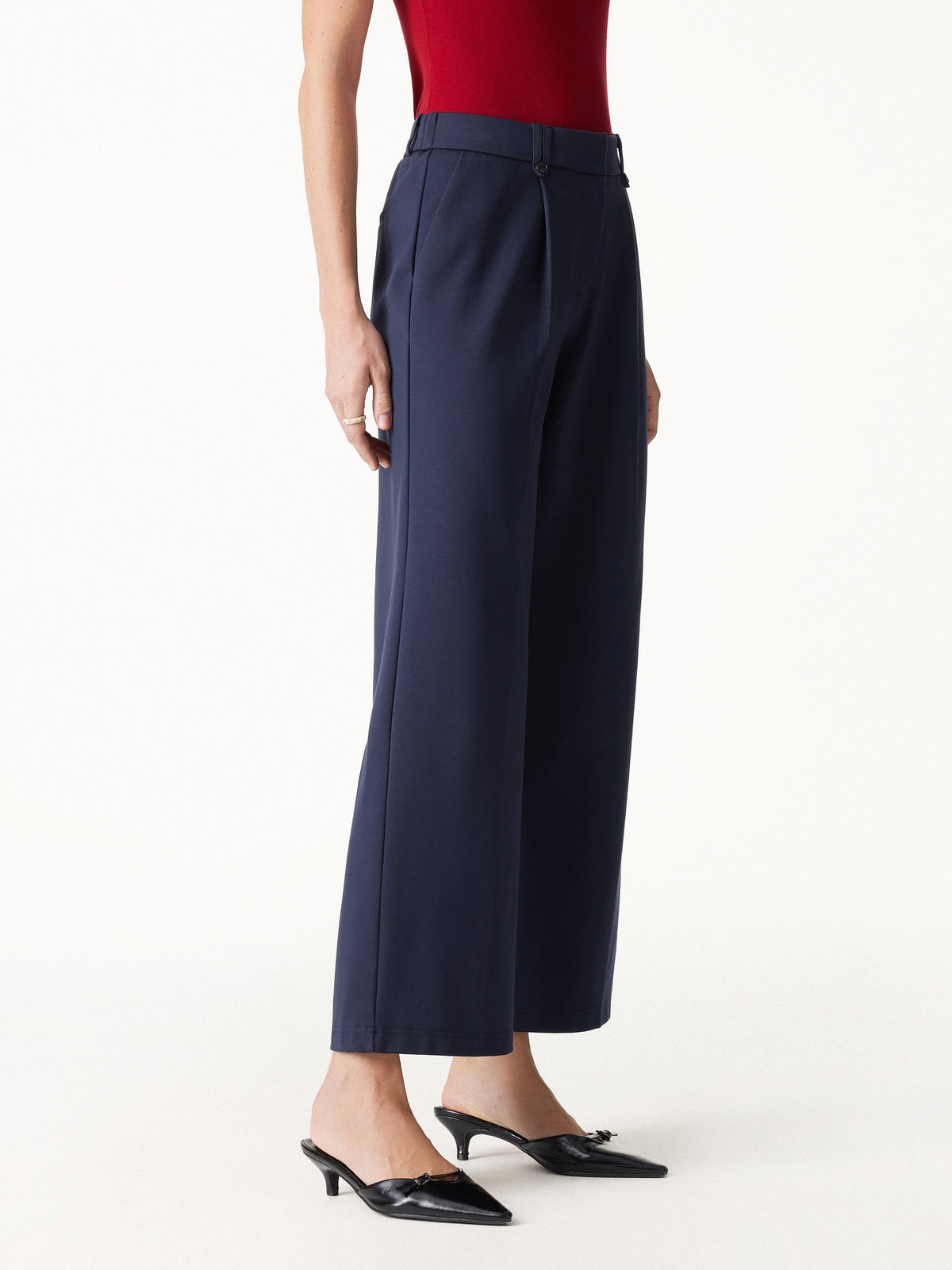 OGLmove Women's Ponte Low-Rise Straight Leg Ankled Pants with Pockets