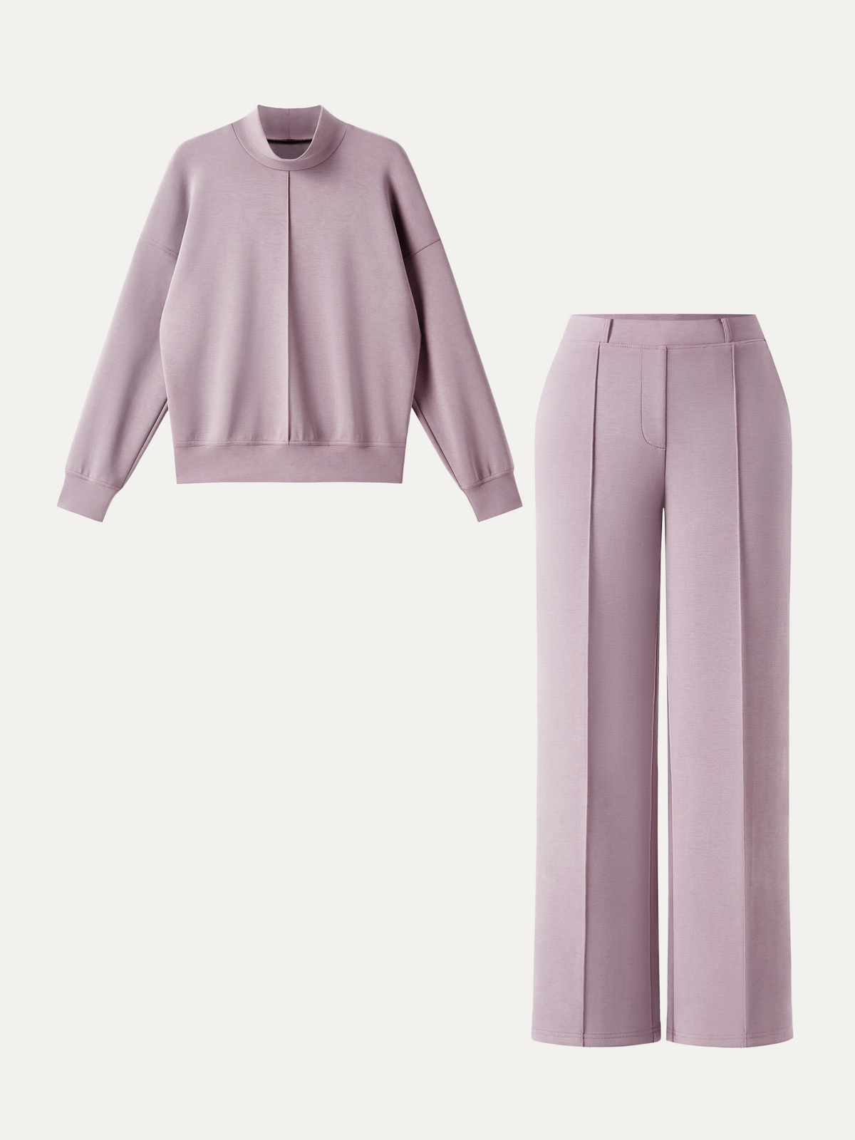 OGLmove Women's Mockneck Pullover Shirt & Mid Rise Straight Leg Pants Set