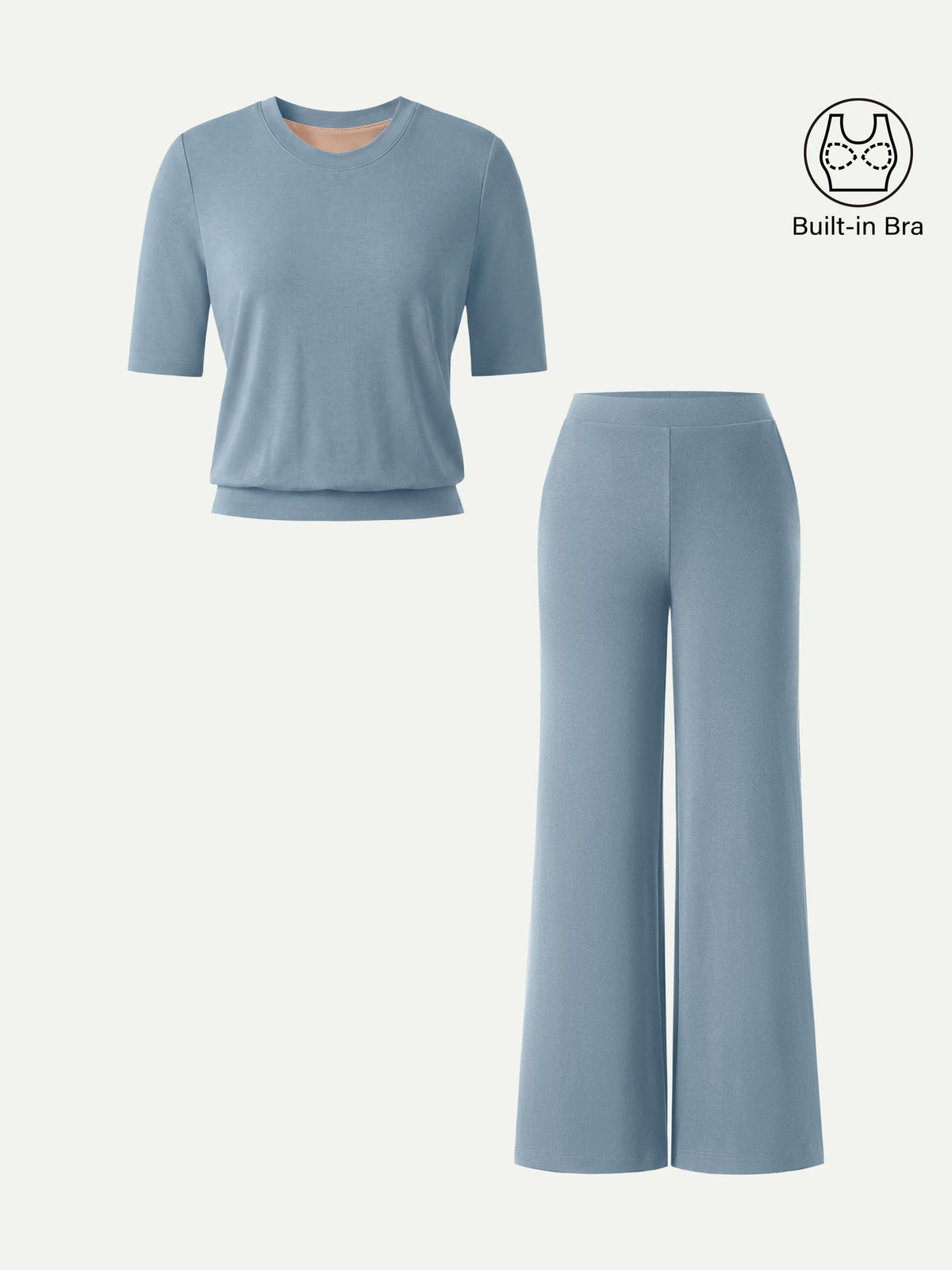 OGLmove Women's 2-Piece Crewneck Bra Top and Wide Leg Pants Set