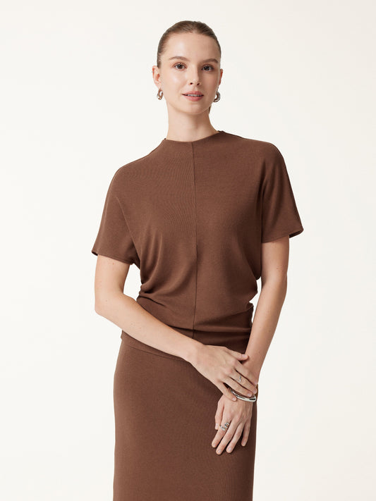 OGLmove Women's Mock Neck Cap Sleeve Seamed Top
