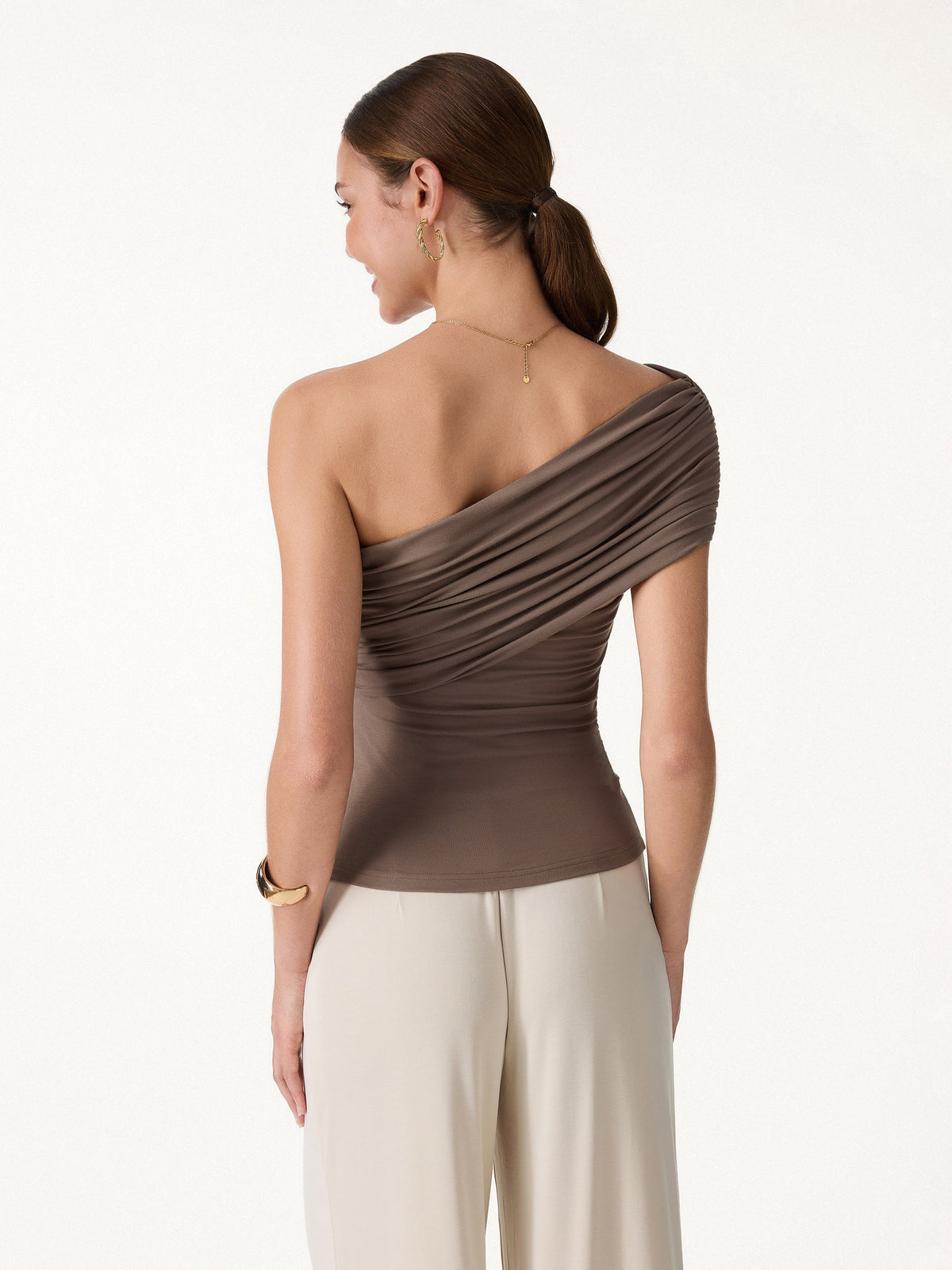 OGLmove Women's One Shoulder Gathered Bra Top