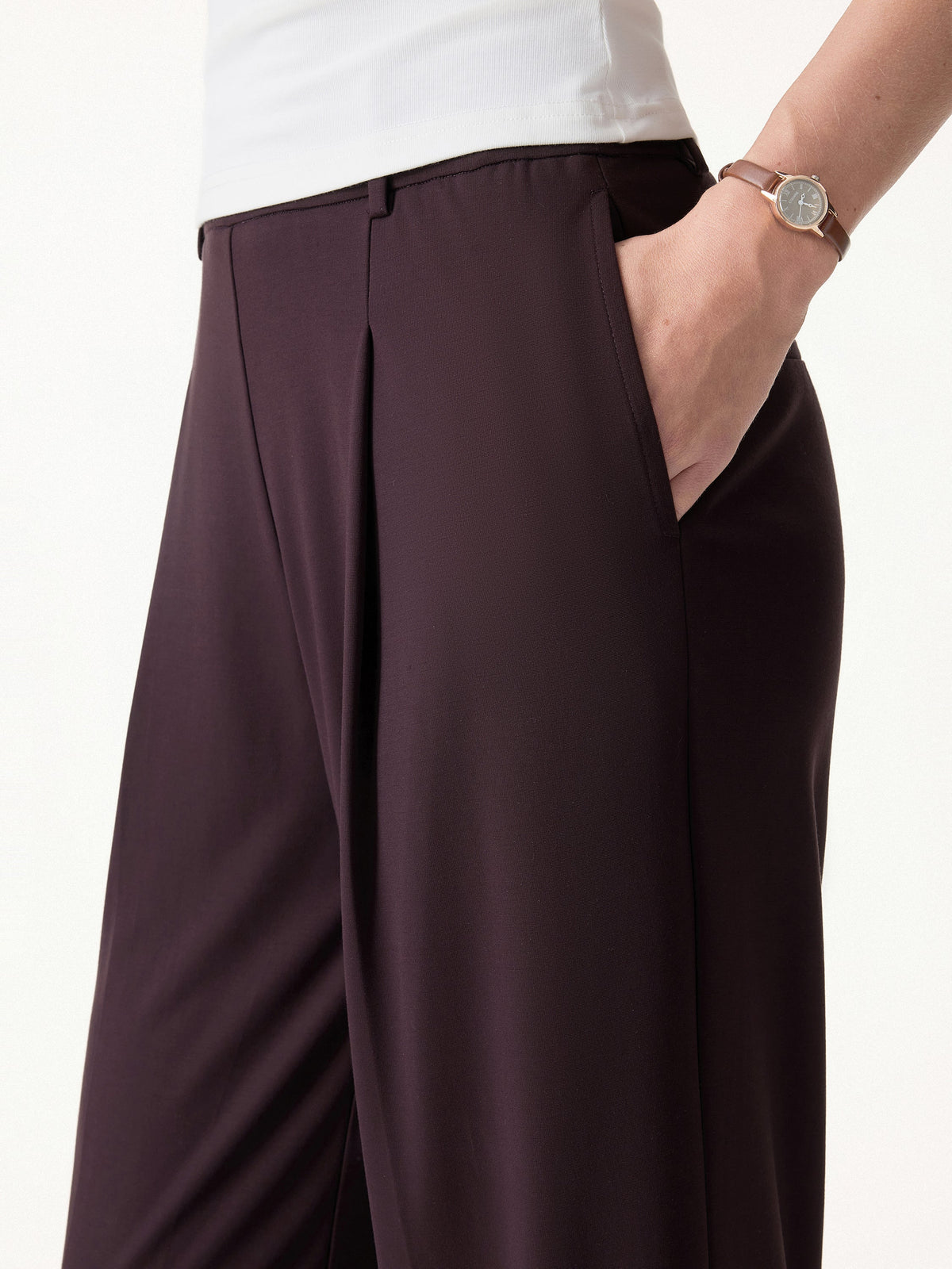 OGLmove Women's Ponte High-Rise Wide-Leg Pants with Pockets