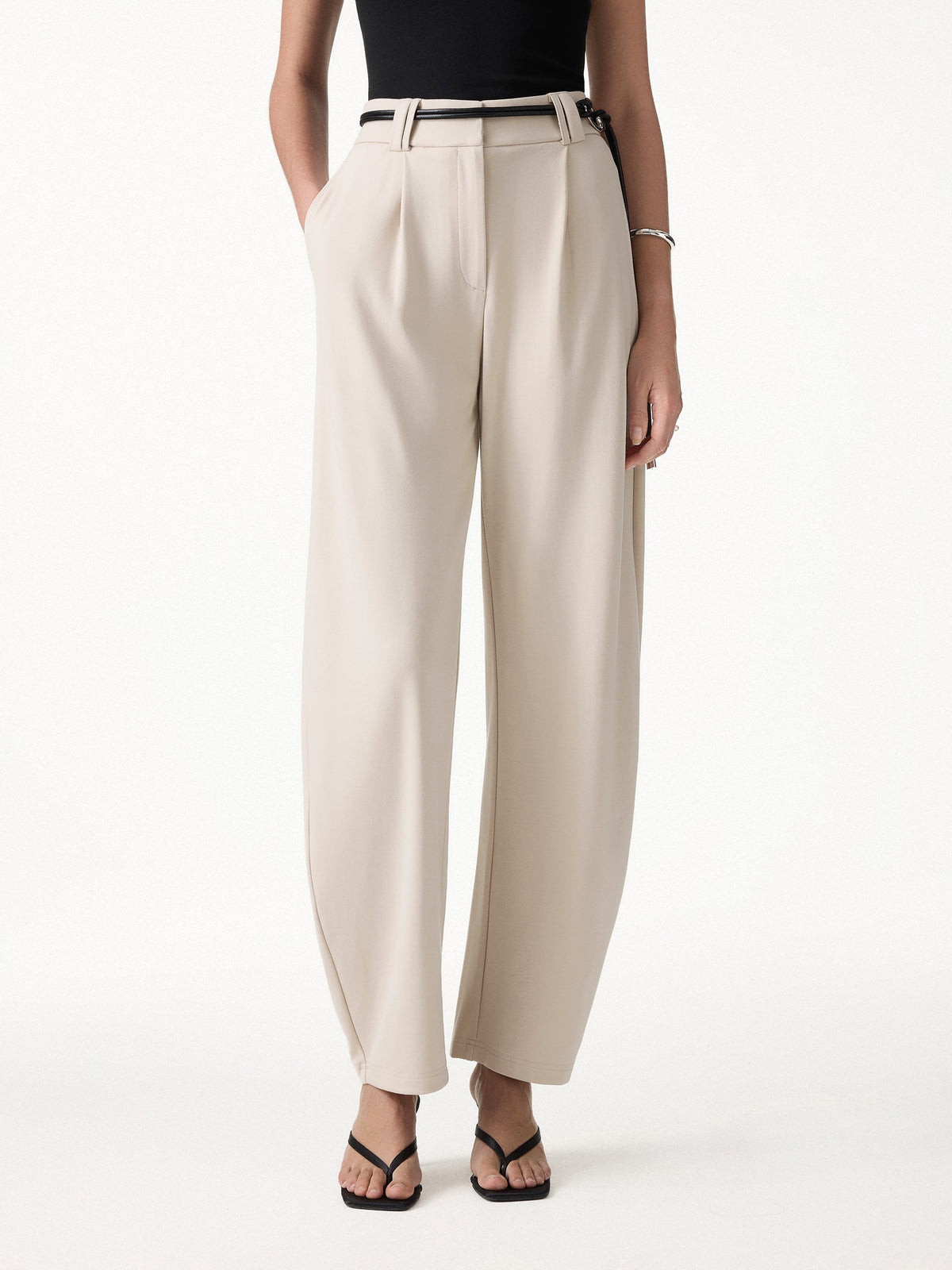 OGLmove Women's Ponte High-Rise Cropped Barrel Pants