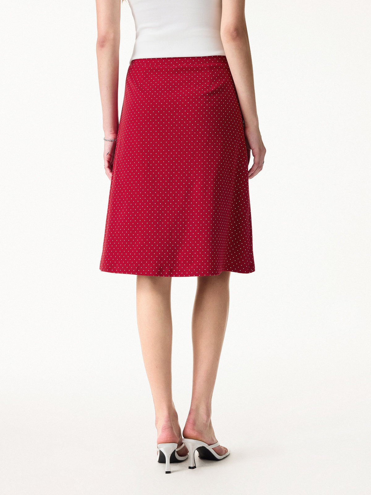 OGLmove Women's Polka Dot Boatneck Bra Top and A-Line Skirt Set