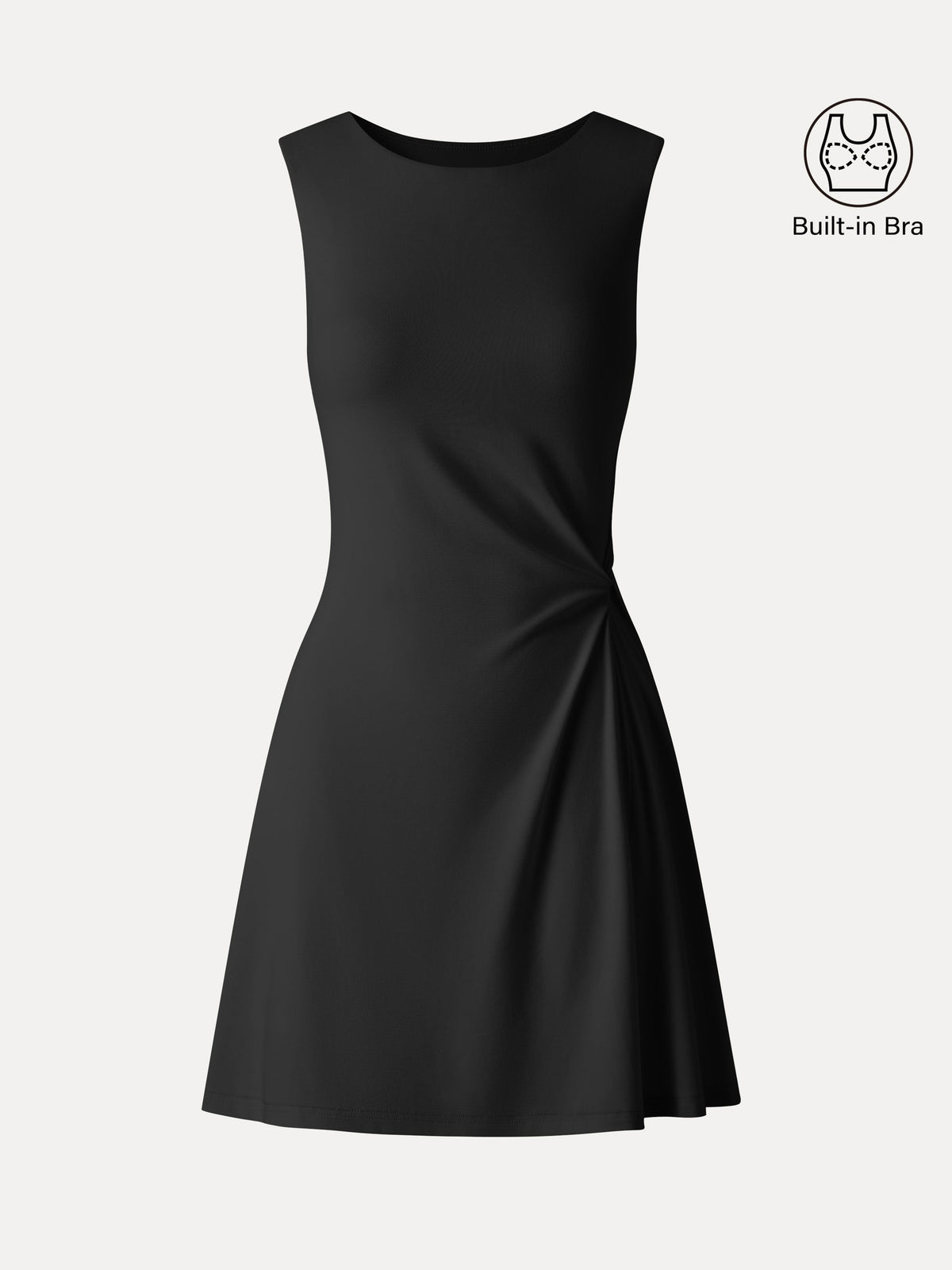 OGLmove Women's Ribbed Round Neck Side-Twist Mini Bra Dress