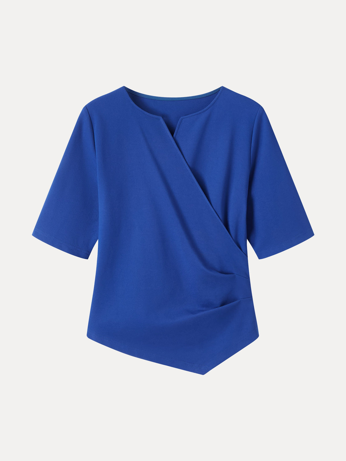 OGLmove Women's Ponte Surplice Elbow Sleeve Asymmetrical Hem Top