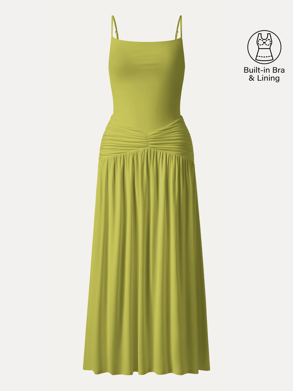 OGLmove Women's Eco-SkinKiss® Spaghetti Gathered Maxi Bra Dress
