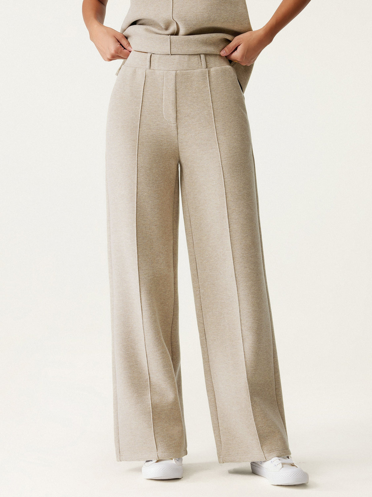 Women's Turtle Neck Split Hem Top & High Waisted Straight Leg Pant Set