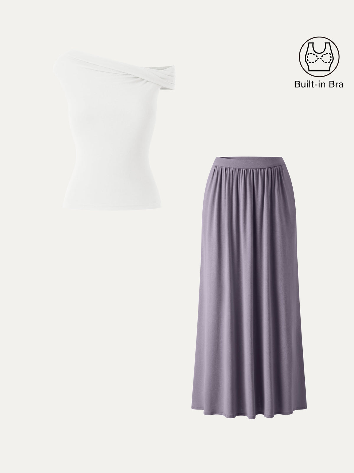 OGLmove Women's 2-Piece Multi-Wear Bra Top and Maxi Skirt Set