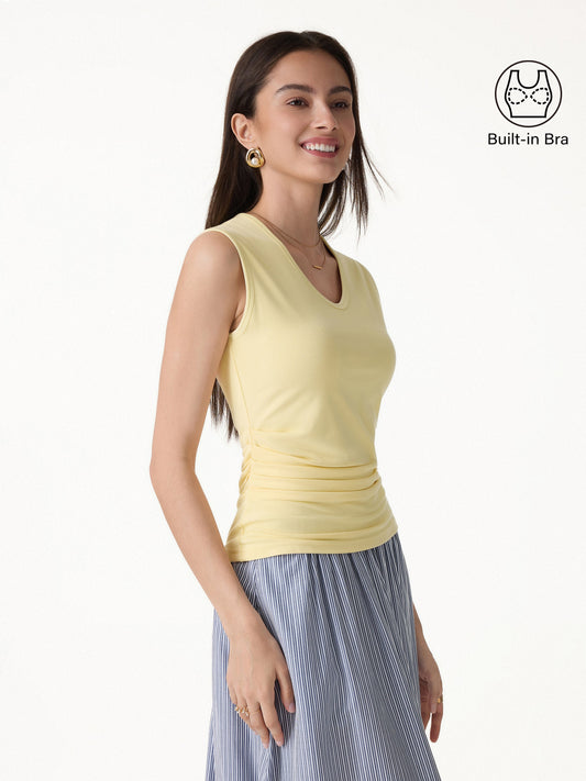 OGLmove Women's U-Neck Tucked Sleeveless Bra Top