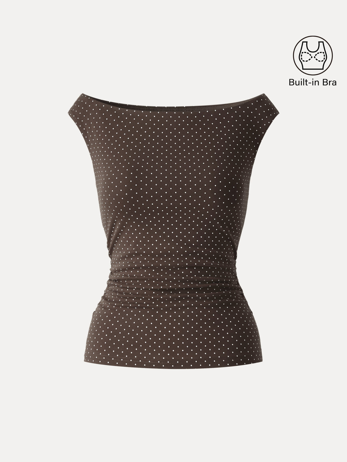 OGLmove Women's Polka Dot Boatneck Ruched Bra Top