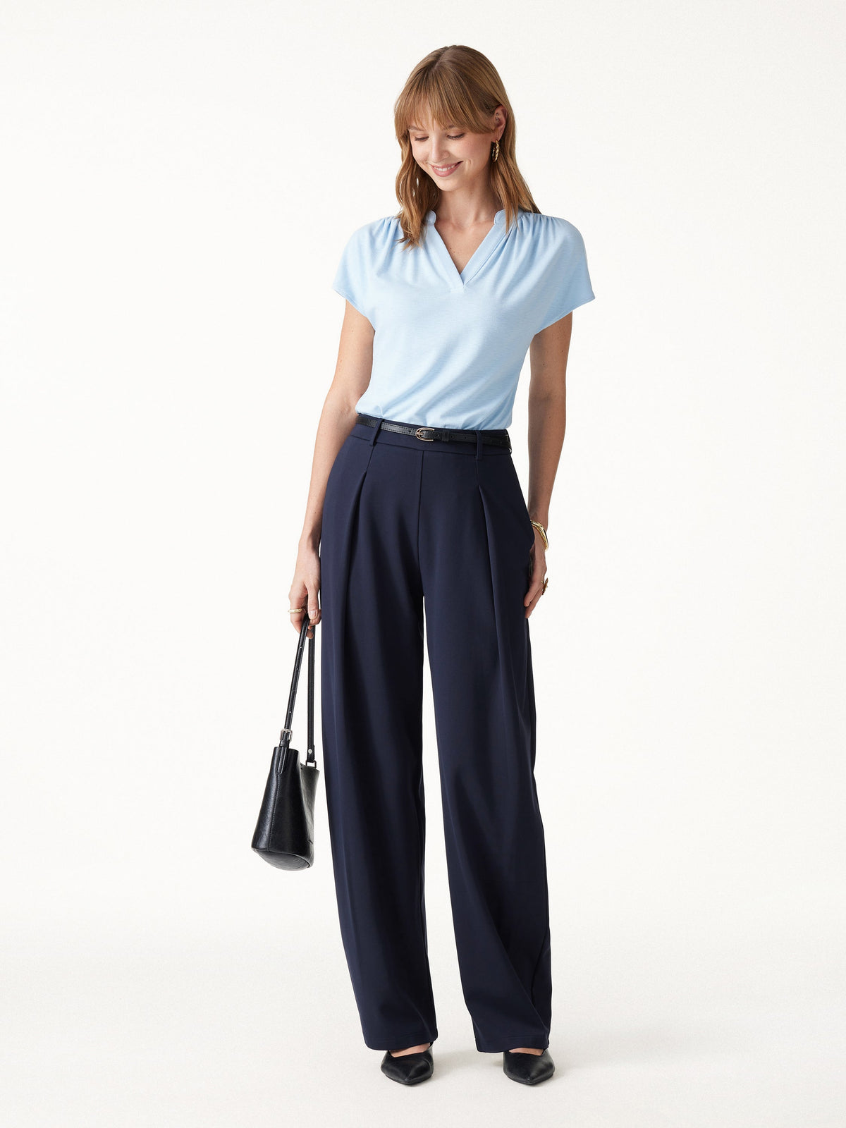 OGLmove Women's Ponte High-Rise Barrel Pants with Pockets