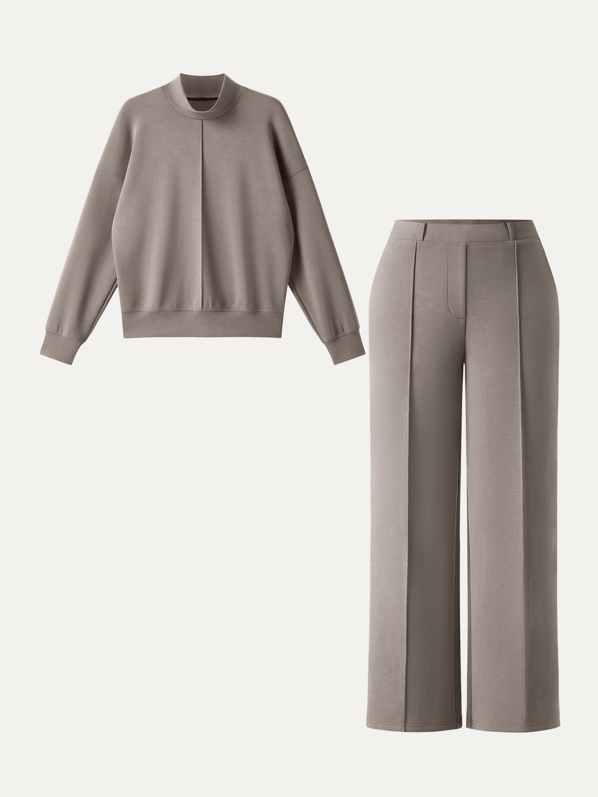 OGLmove Women's Mockneck Pullover & Mid Rise Straight Leg Pants Set