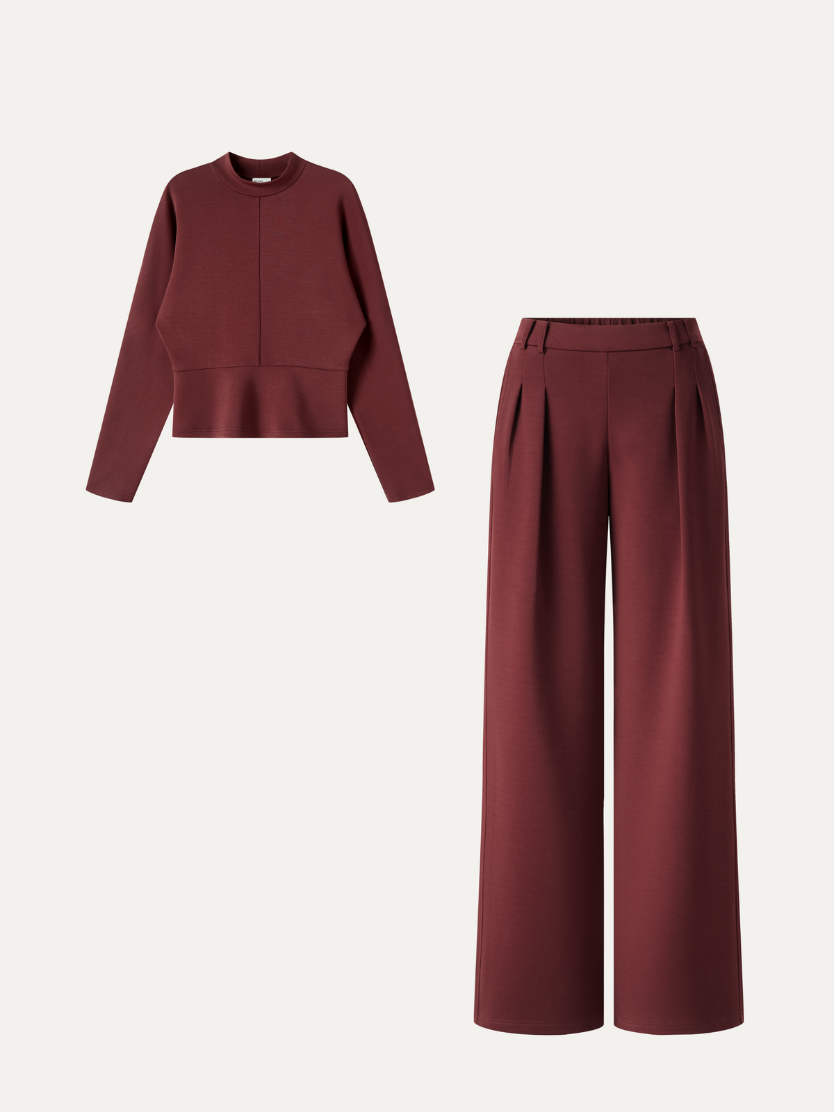 OGLmove Women's 2-Piece Mock Neck Top and Wide-Leg Pant Set