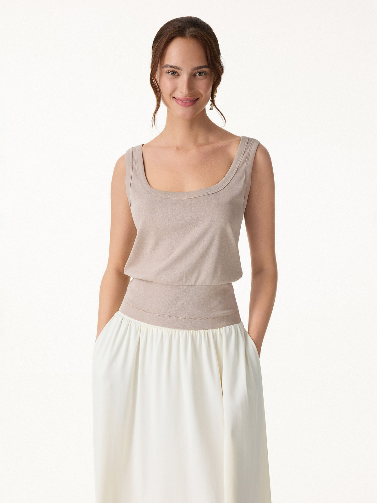 OGLmove Women's Reversible Boatneck Top and Maxi Flared Pull-On Skirt Set