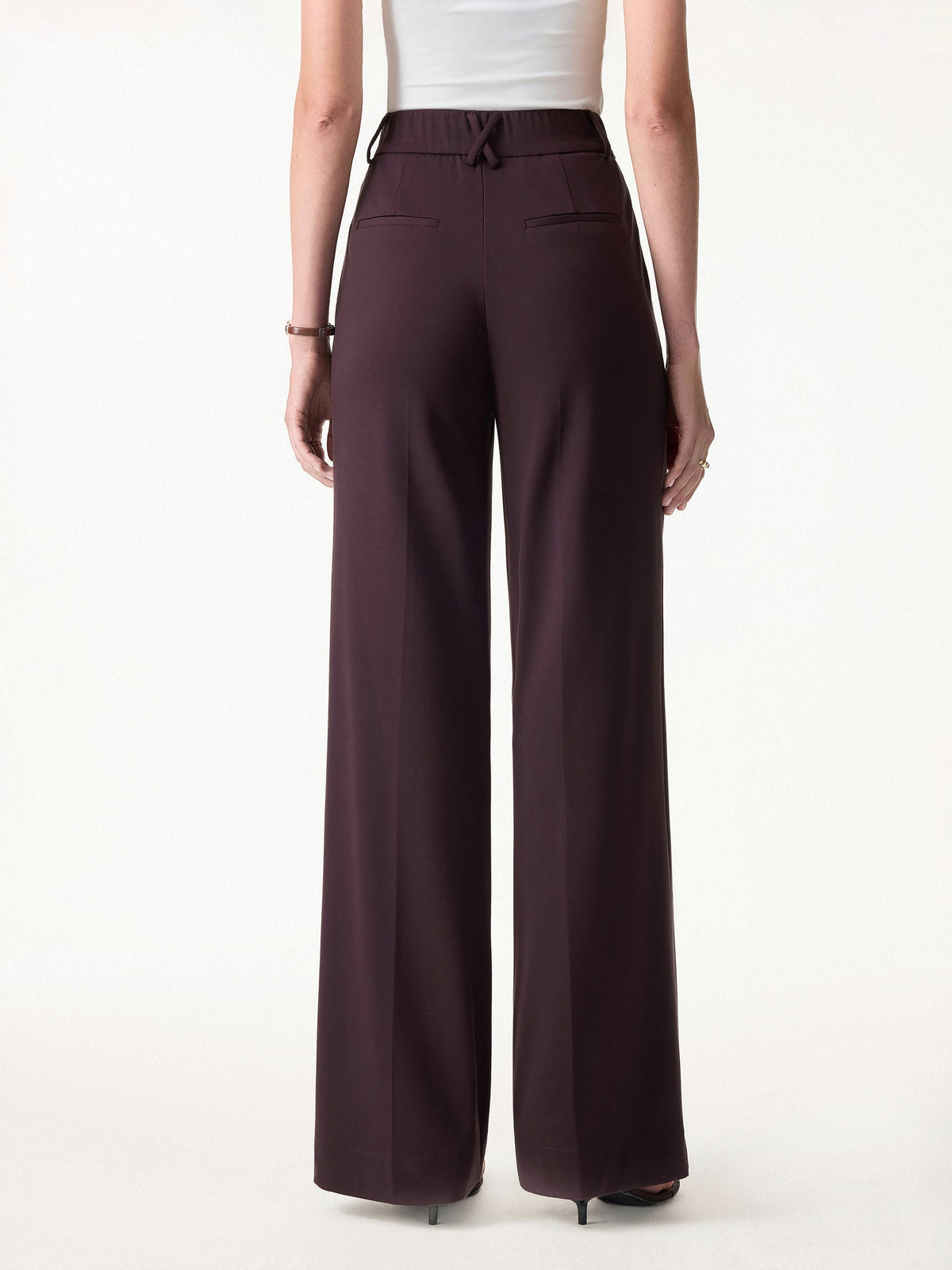 OGLmove Women's Round Neck Tucked Top and Wide Leg Pants Set