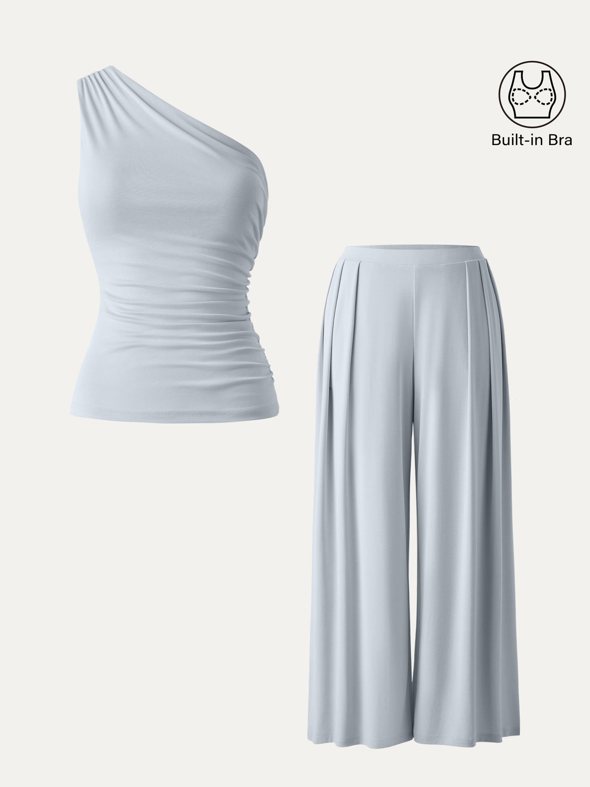 Women's 2-Piece Wide Leg Palazzo Pants and Ruched Bra Tank Set