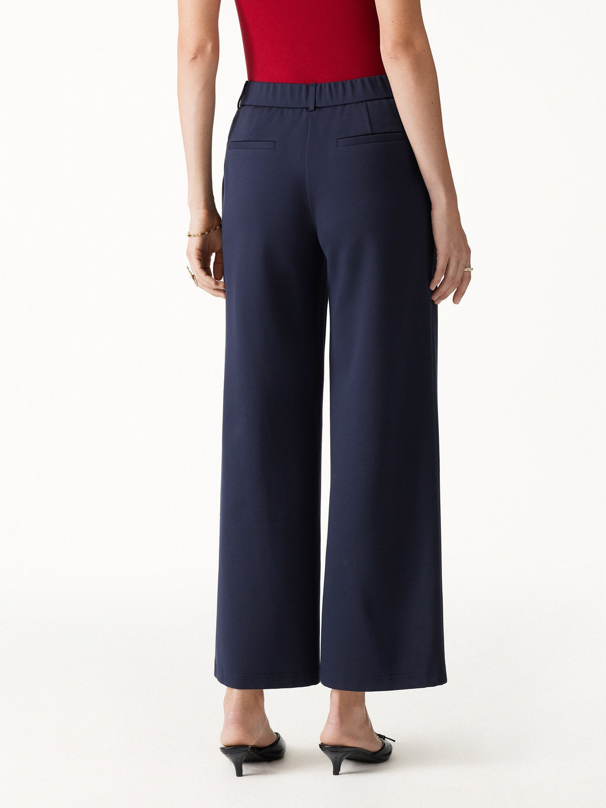 OGLmove Women's Ponte Low-Rise Straight Leg Ankled Pants with Pockets