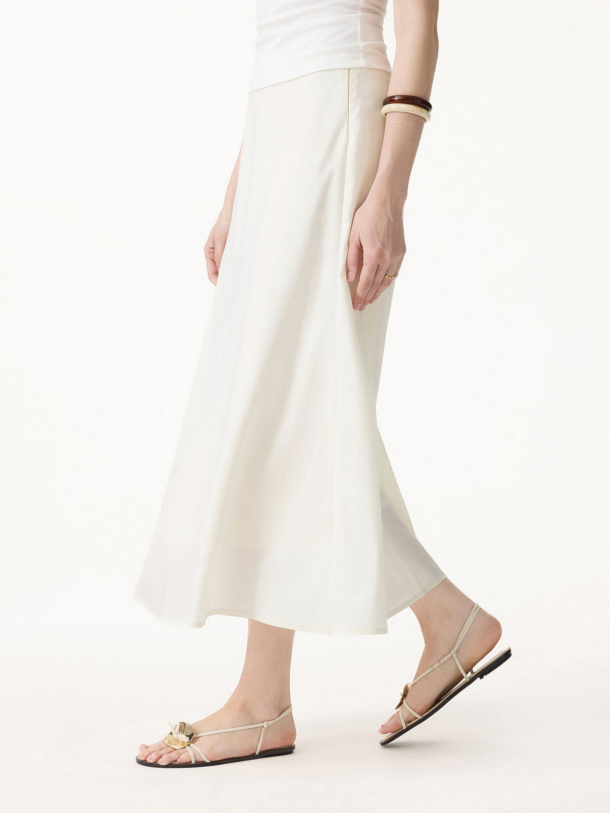 OGLmove Women's Lyocell-Linen Blend Maxi Flared Pull-On Skirt