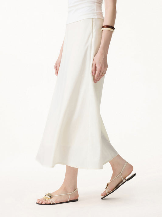 OGLmove Women's Lyocell-Linen Blend Maxi Flared Pull-On Skirt