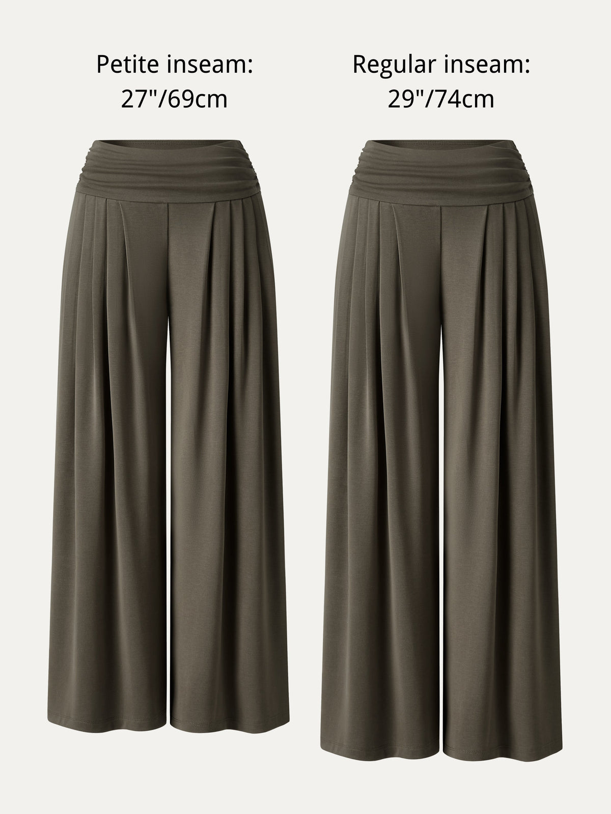 OGLmove Women's Sandwashed Flowy Tucked Palazzo Pants with Pockets
