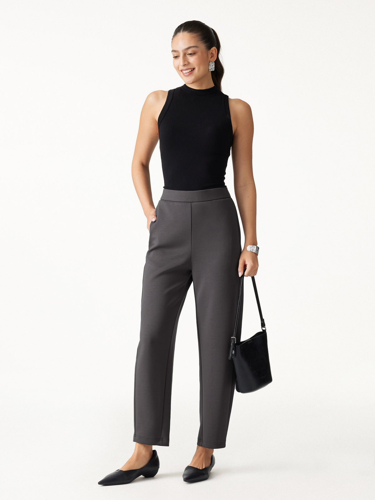 OGLmove Women's Petite TravelEase High-Rise Ankled Barrel Pants