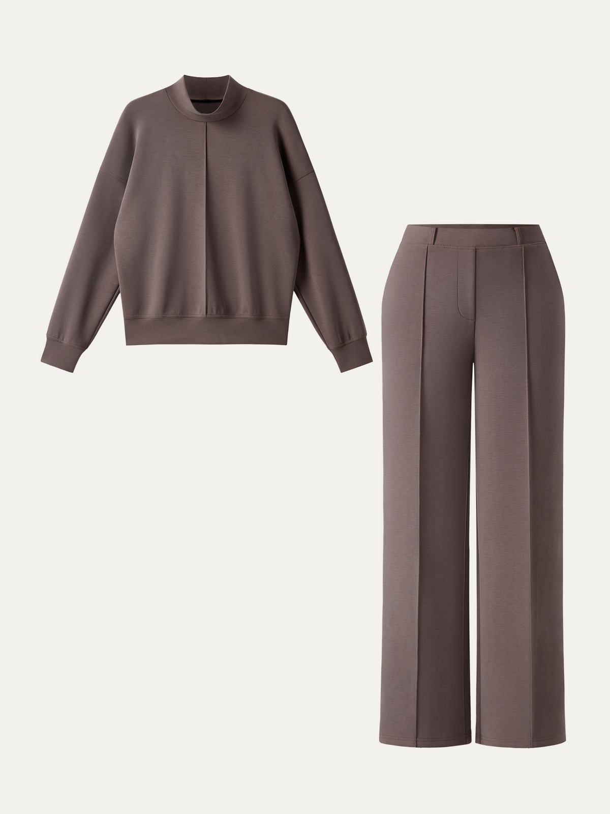 OGLmove Women's Mockneck Pullover & Mid Rise Straight Leg Pants Set