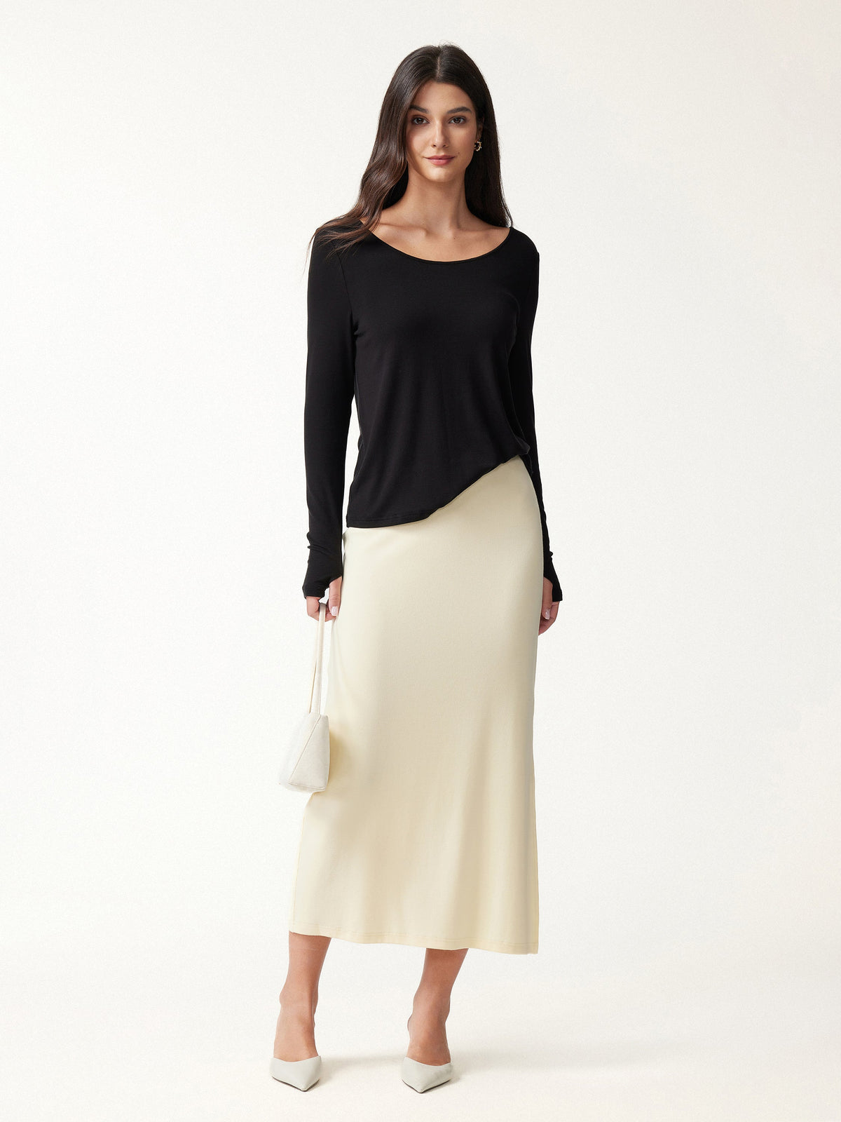 OGLmove Women's Eco-Mousse Mid-Rise Side-Slit Column Midi Skirt