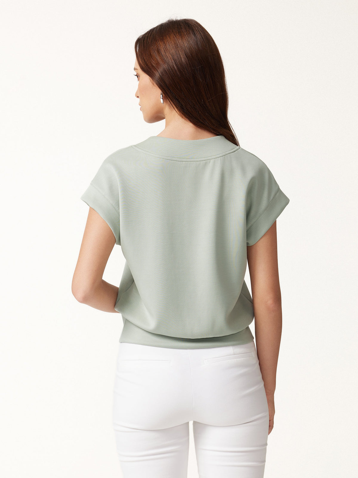 OGLmove Women's Lyocell Spacer Knit V-Neck Banded Hem Top