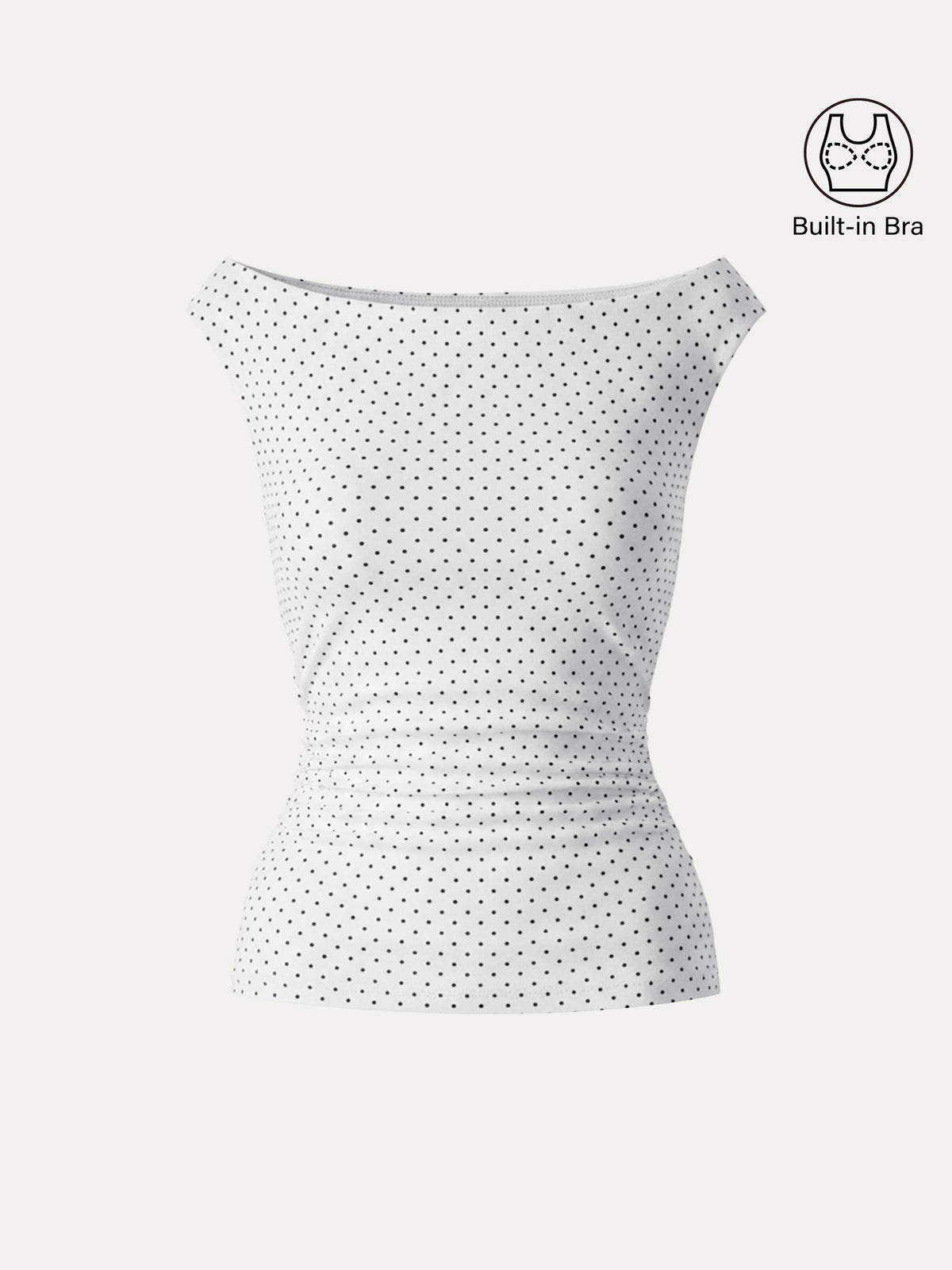 OGLmove Women's Polka Dot Boatneck Ruched Bra Top