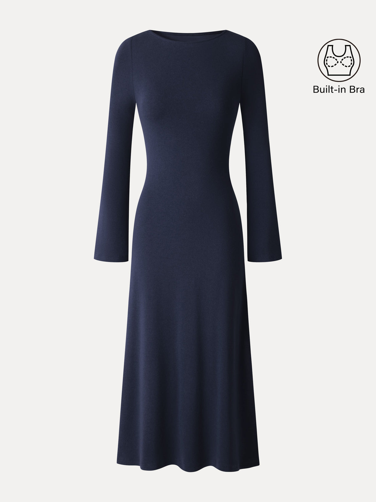 OGLmove Women's Eco-Mousse® Boatneck Bell Sleeve Midi Bra Dress