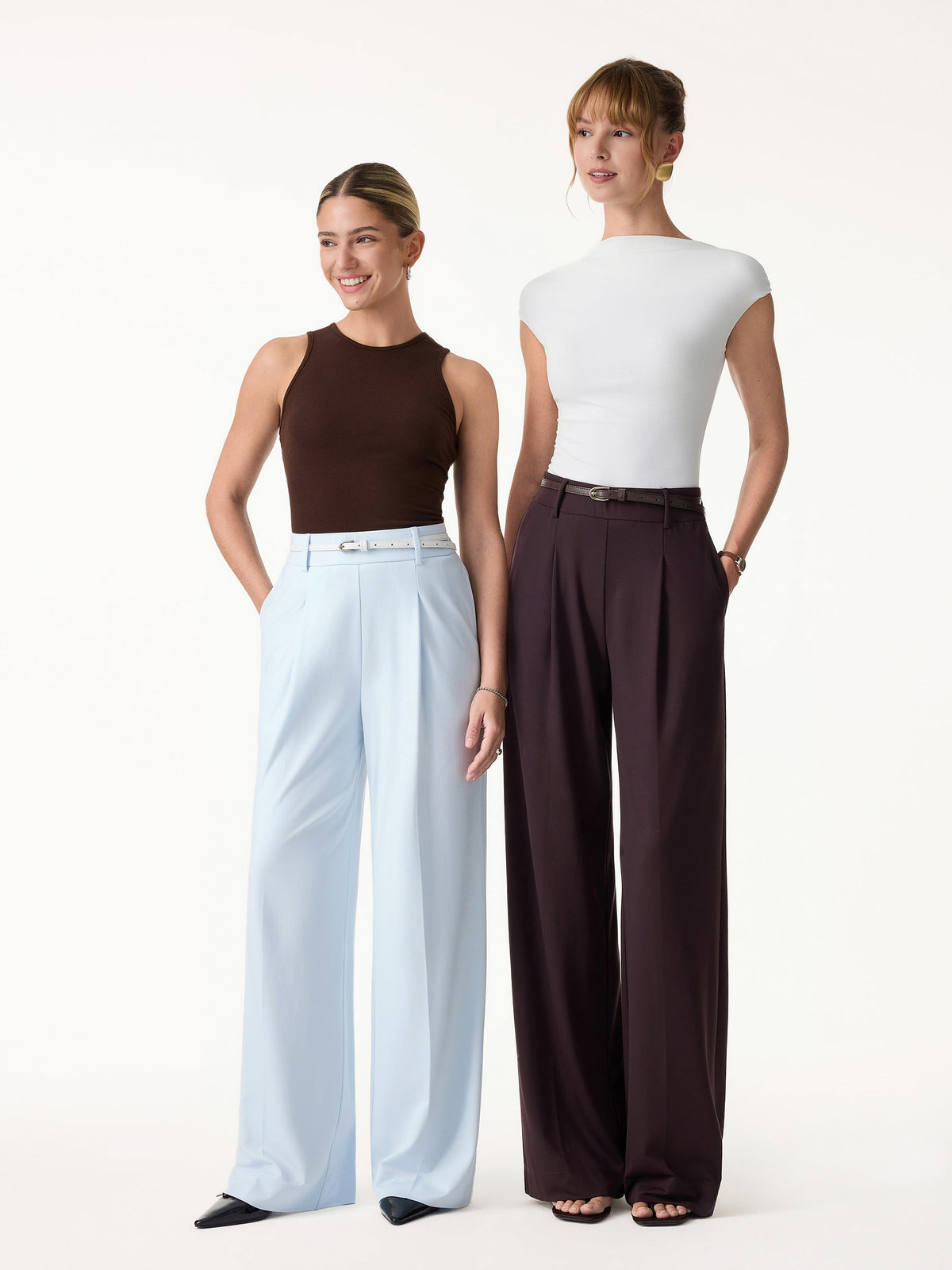 OGLmove Women's Ponte High-Rise Wide-Leg Pants with Pockets