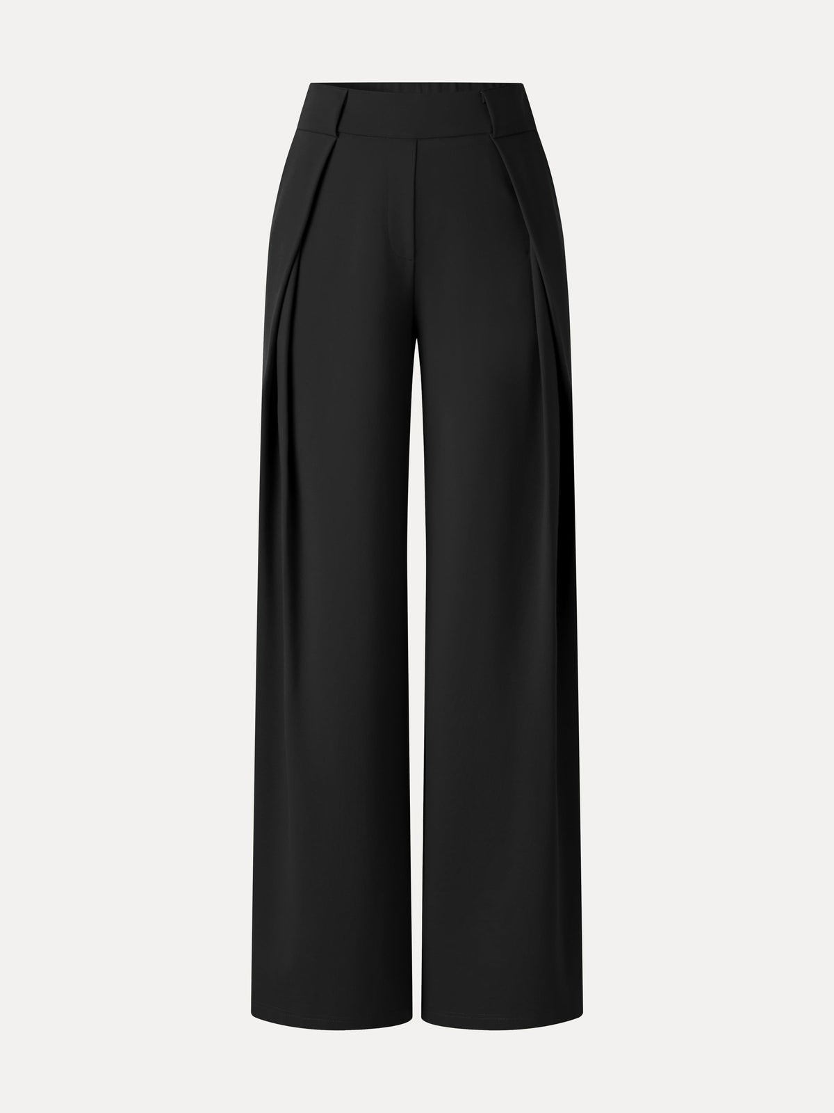 OGLmove Women's Ponte Mid-Rise Wide-Leg Tuck Pants with Pockets