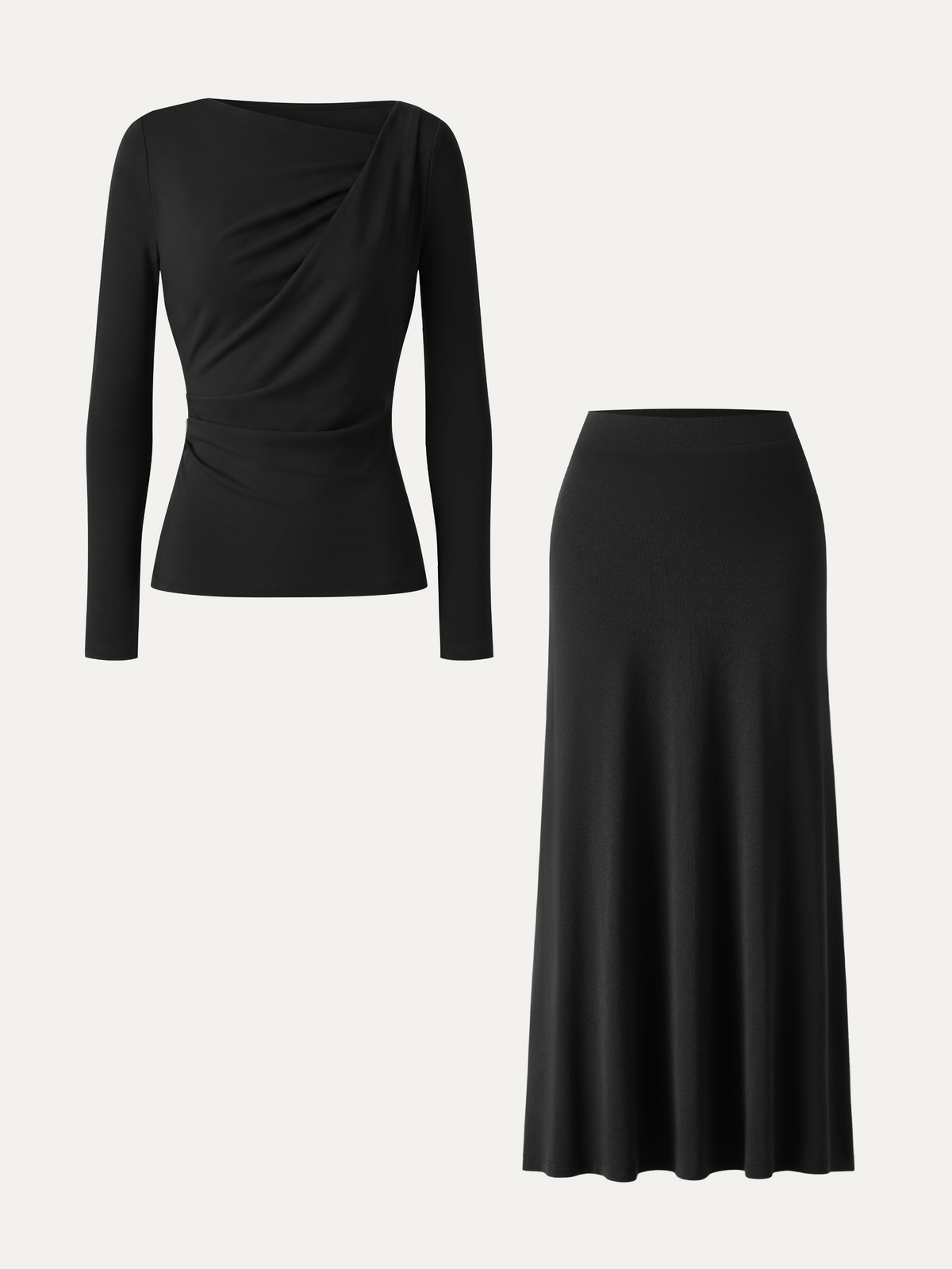 OGLmove Women's 2-Piece Asymmetrical Top and Maxi Skirt Set