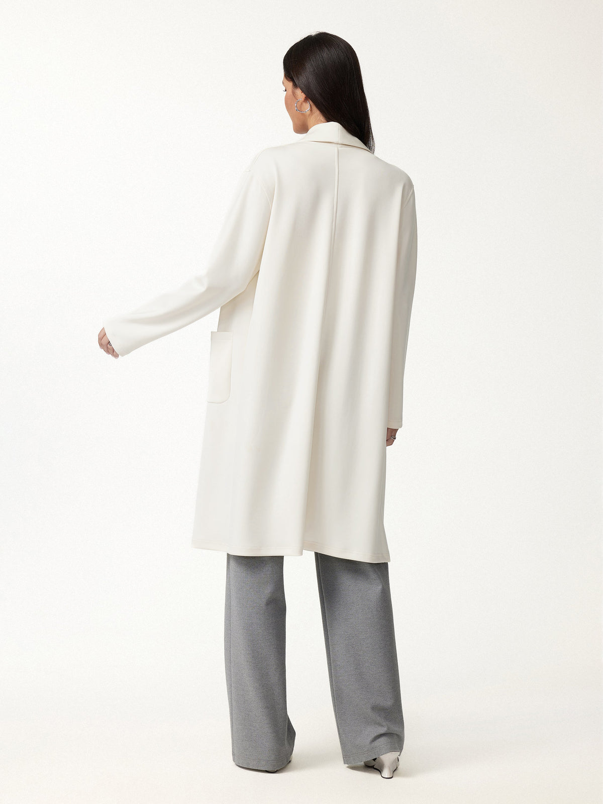 OGLmove Women's Modal Spacer Knit Shawl Collar Pocketed Long Cardigan