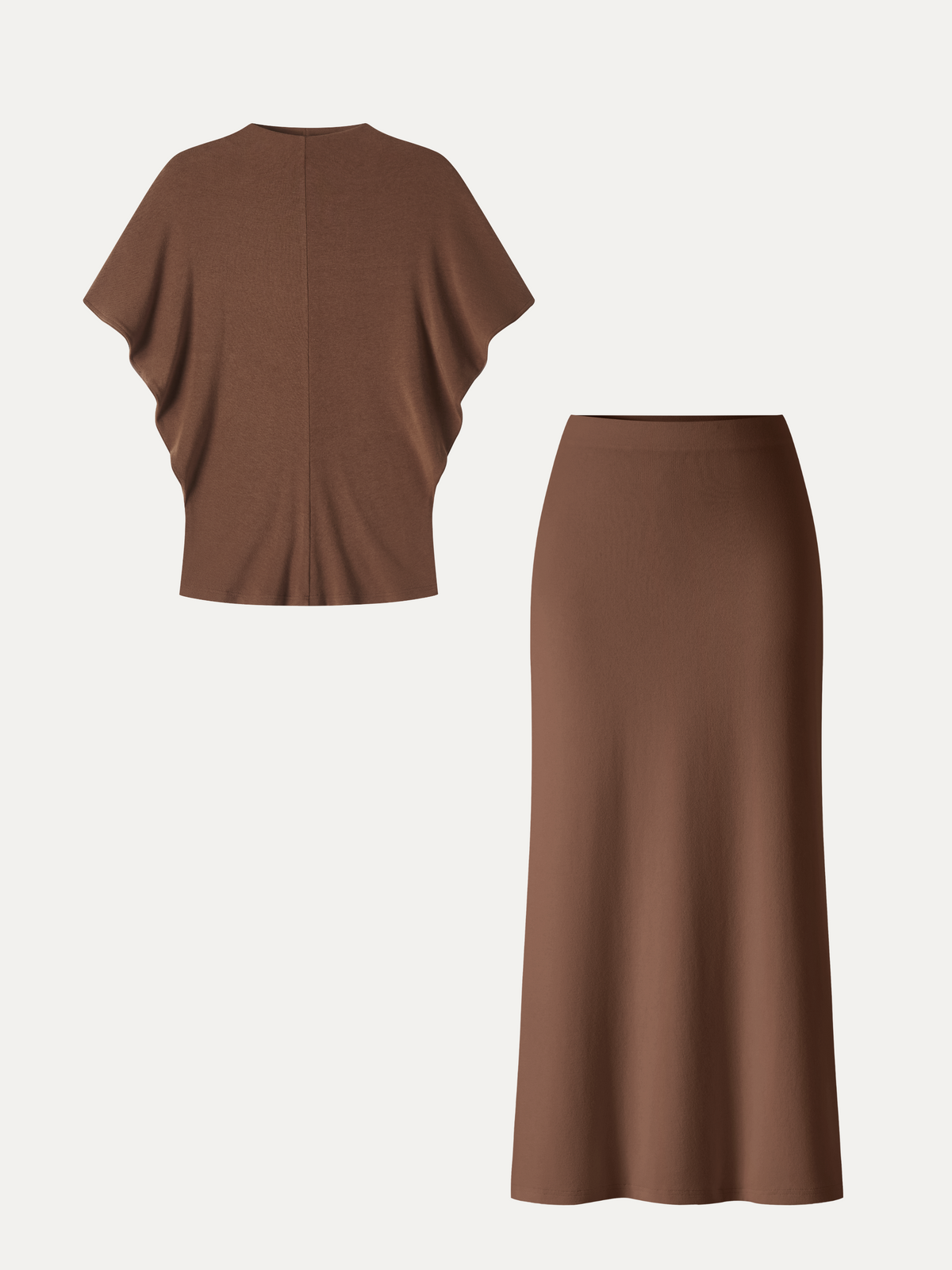 OGLmove Women's Mock Neck Cap Sleeve Top & Midi Skirt Set