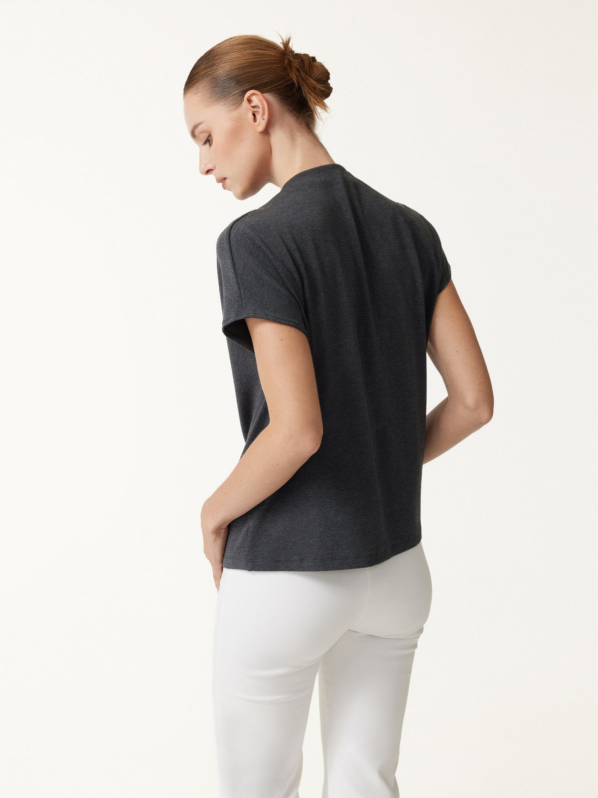 OGLmove Women's Eco-Mousse® Draped Mock Neck Cap Sleeve Top
