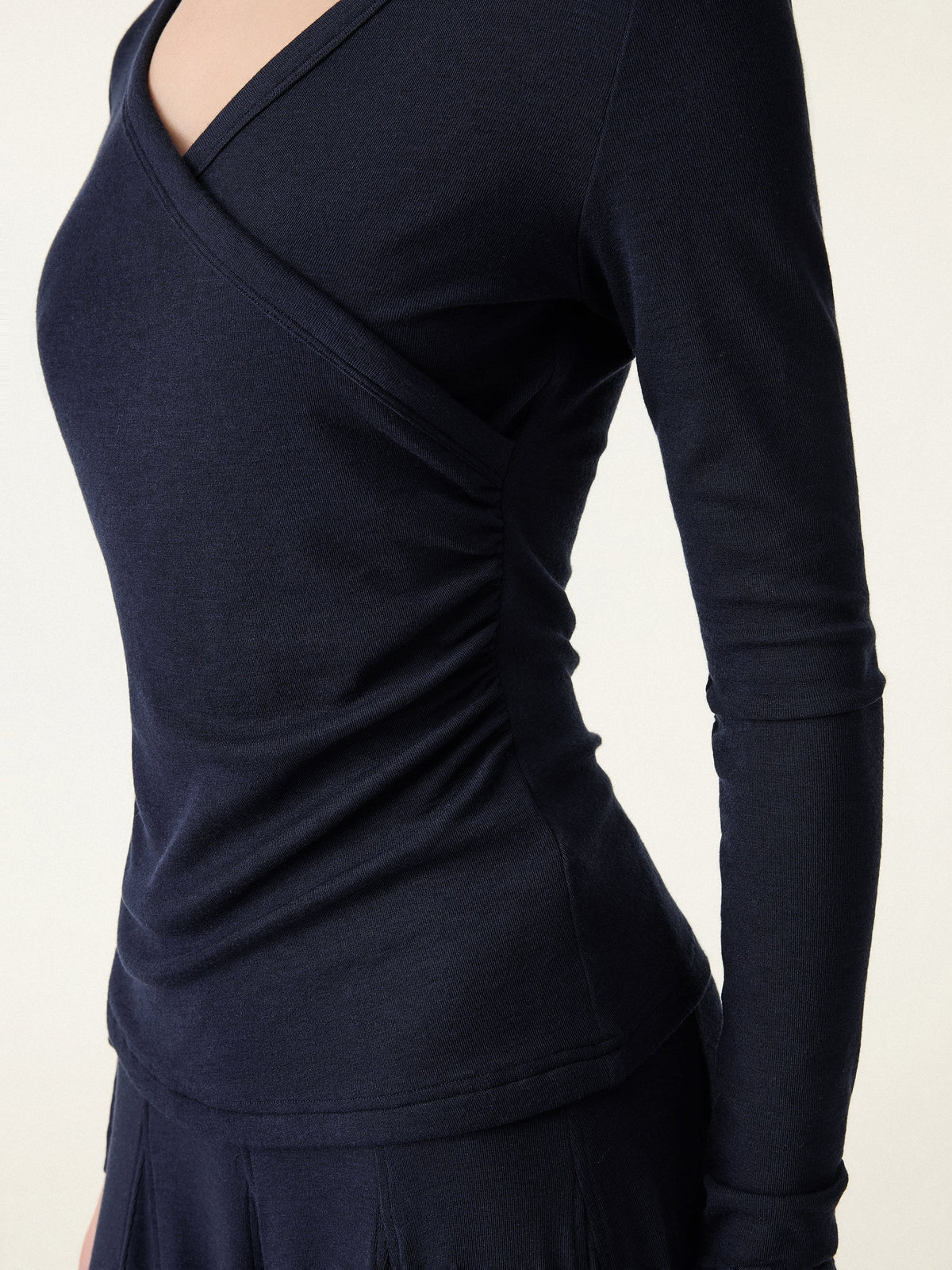 OGLmove Women's Eco-MiYaMoon Surplice Ruched Long Sleeve Top