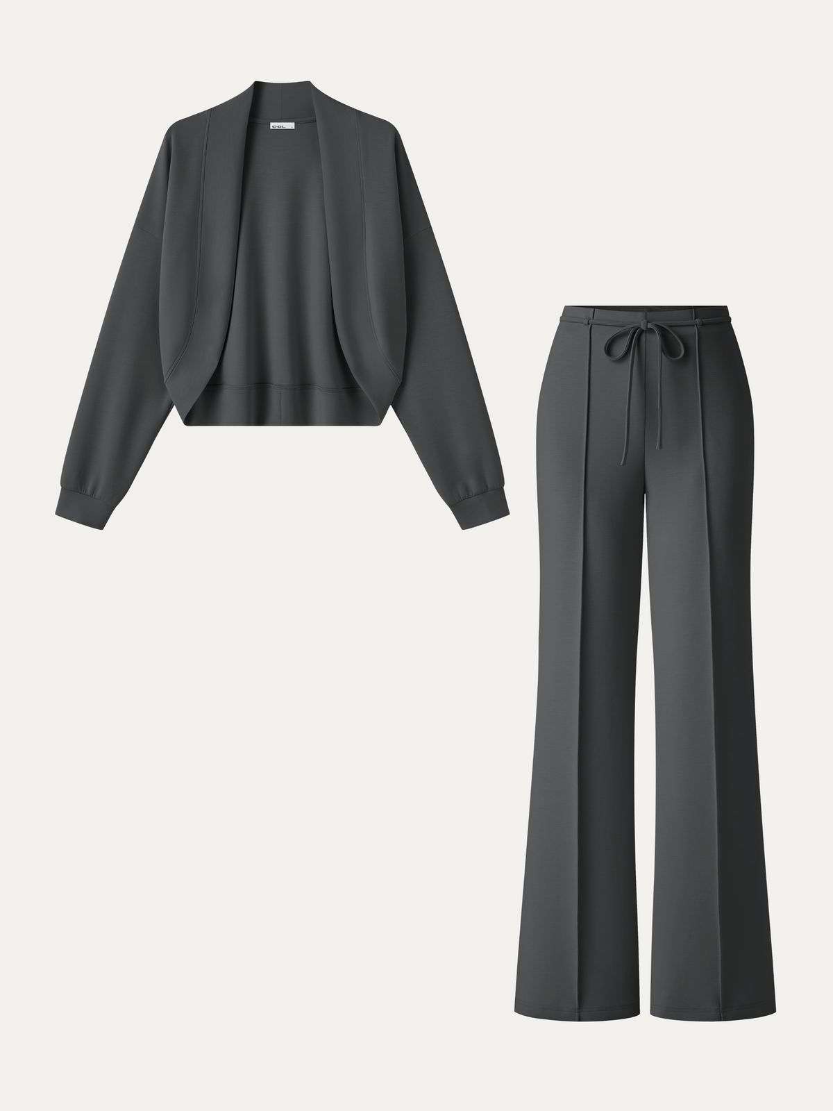OGLmove Women's Cardigan & High-Rise Flare Pants 2-Piece Set