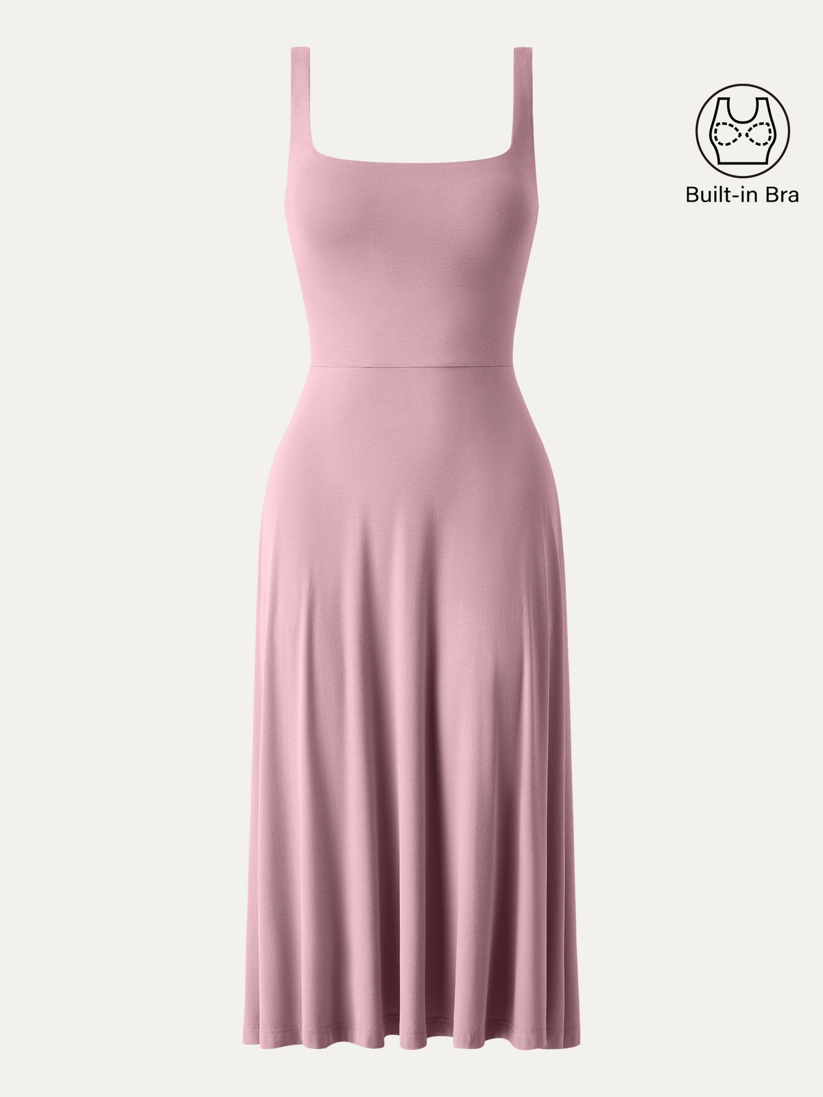 OGLmove Women's Square Neck Flowy Airy Bra Midi Dress