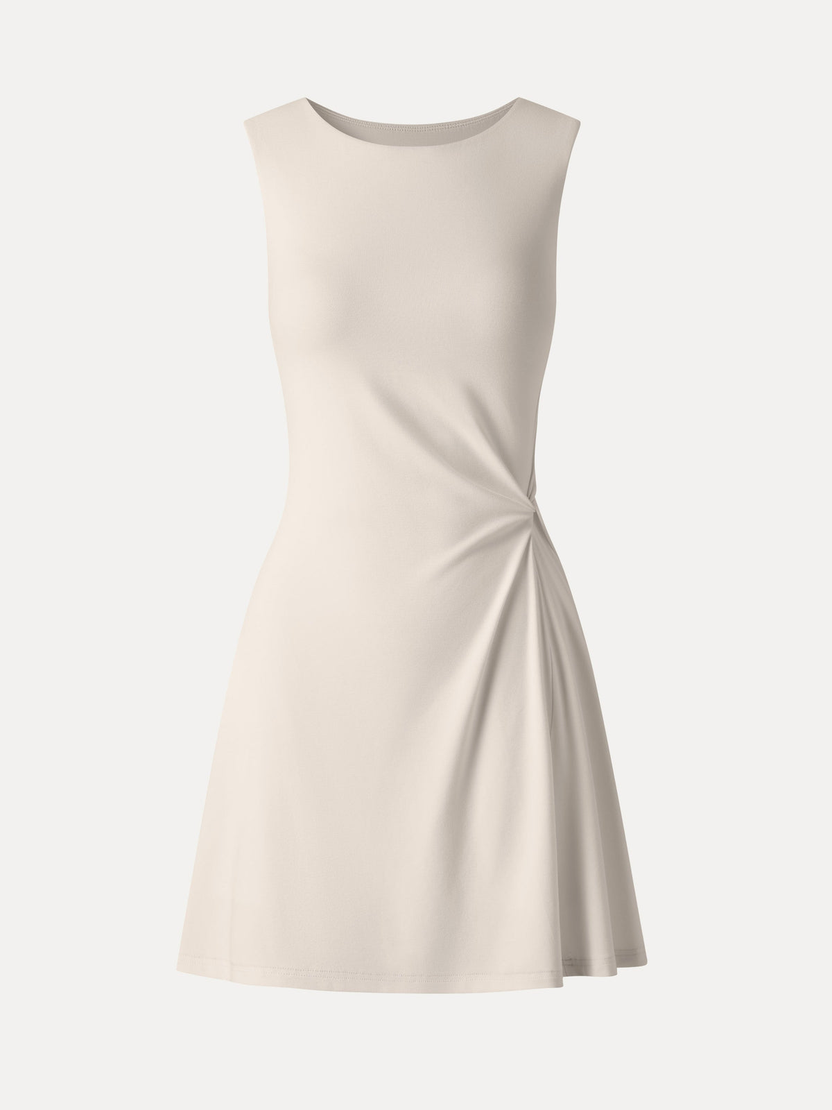 OGLmove Women's Ribbed Round Neck Sleeveless Side-Twist Mini Bra Dress