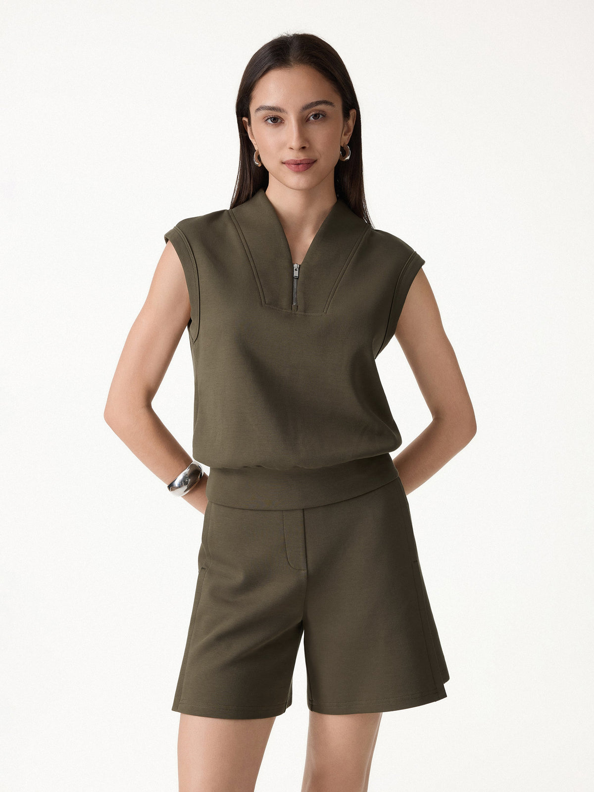 OGLmove Women's Banded Hem Travel Top and Shorts Set