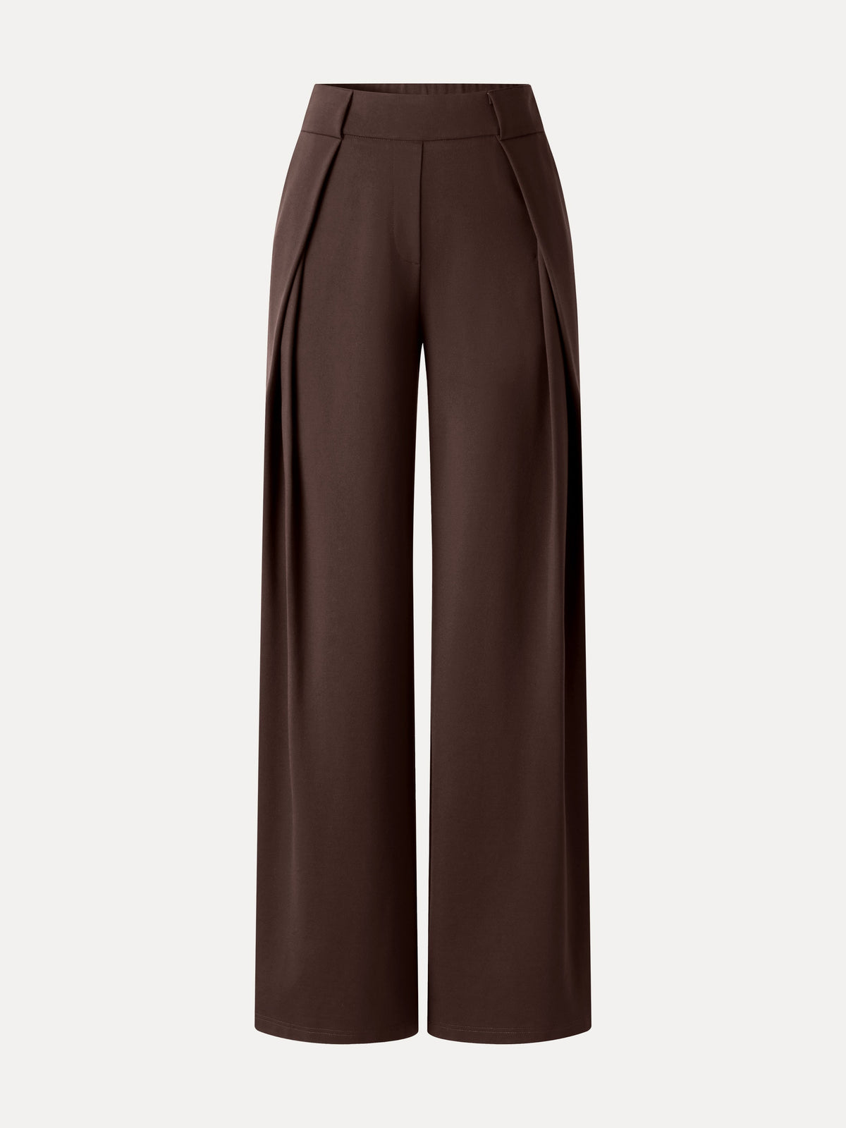 OGLmove Women's Ponte Mid-Rise Wide-Leg Tuck Pants with Pockets