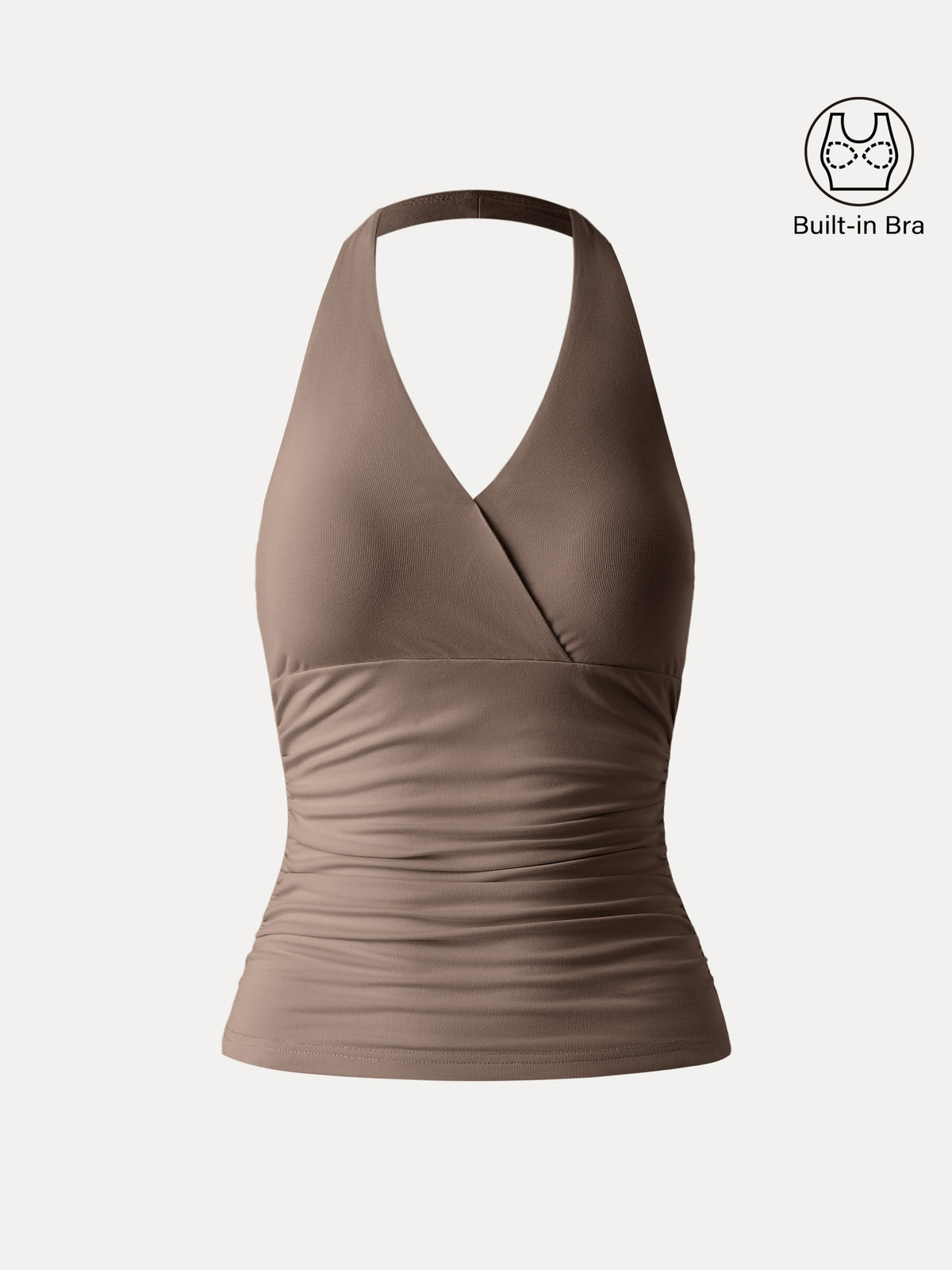 OGLmove Women's Halter Neck Side Gathered Airy Bra Tank