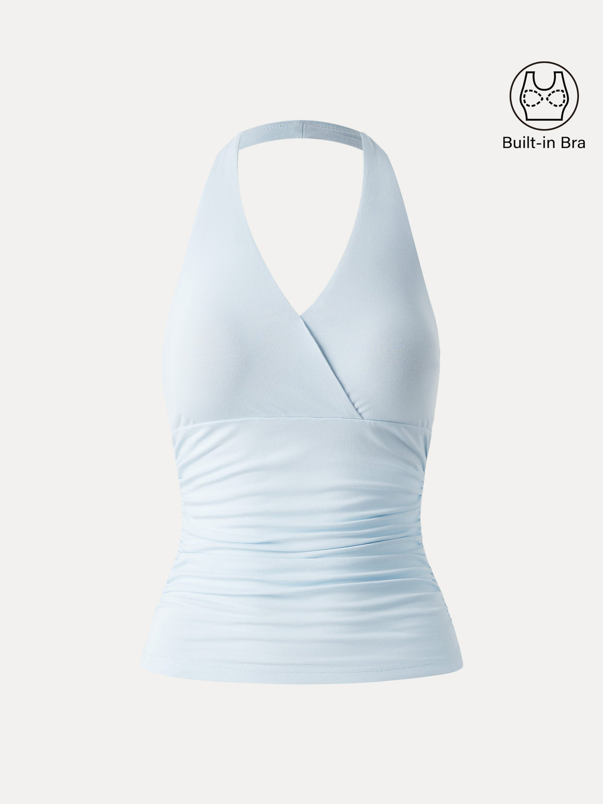 OGLmove Women's Halter Neck Side Gathered Bra Tank