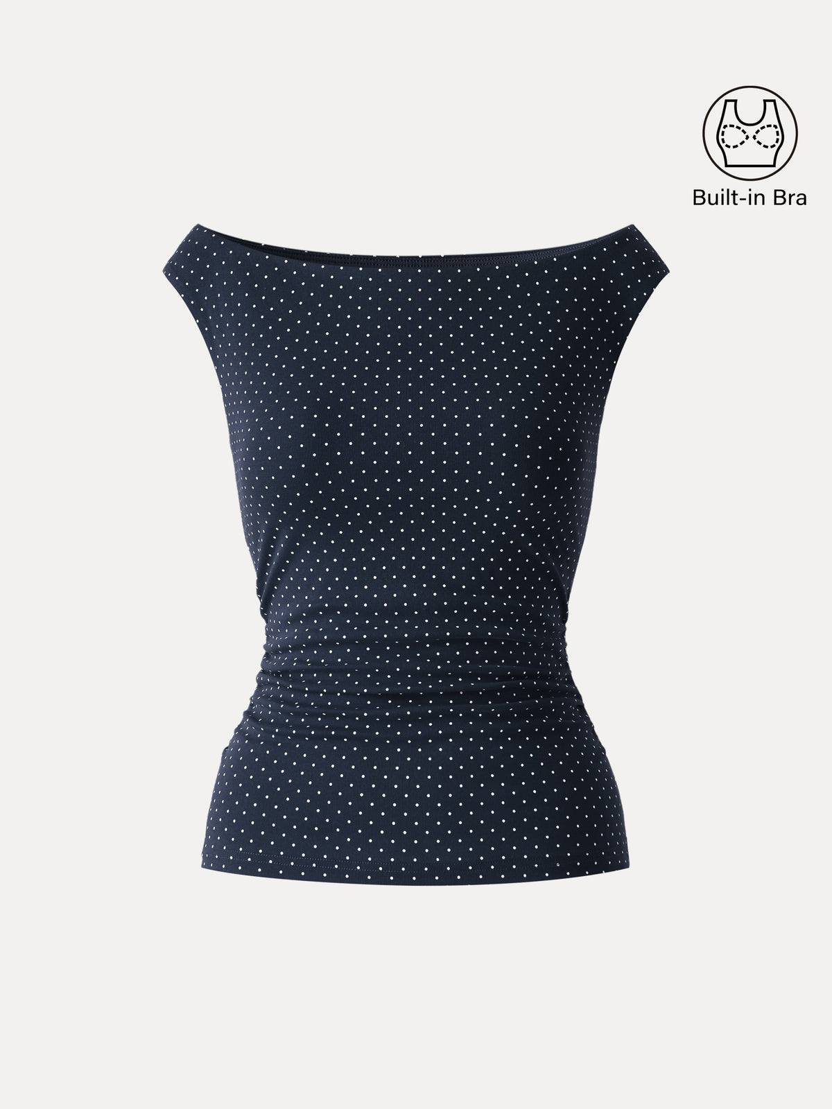 OGLmove Women's Polka Dot Boatneck Ruched Bra Top