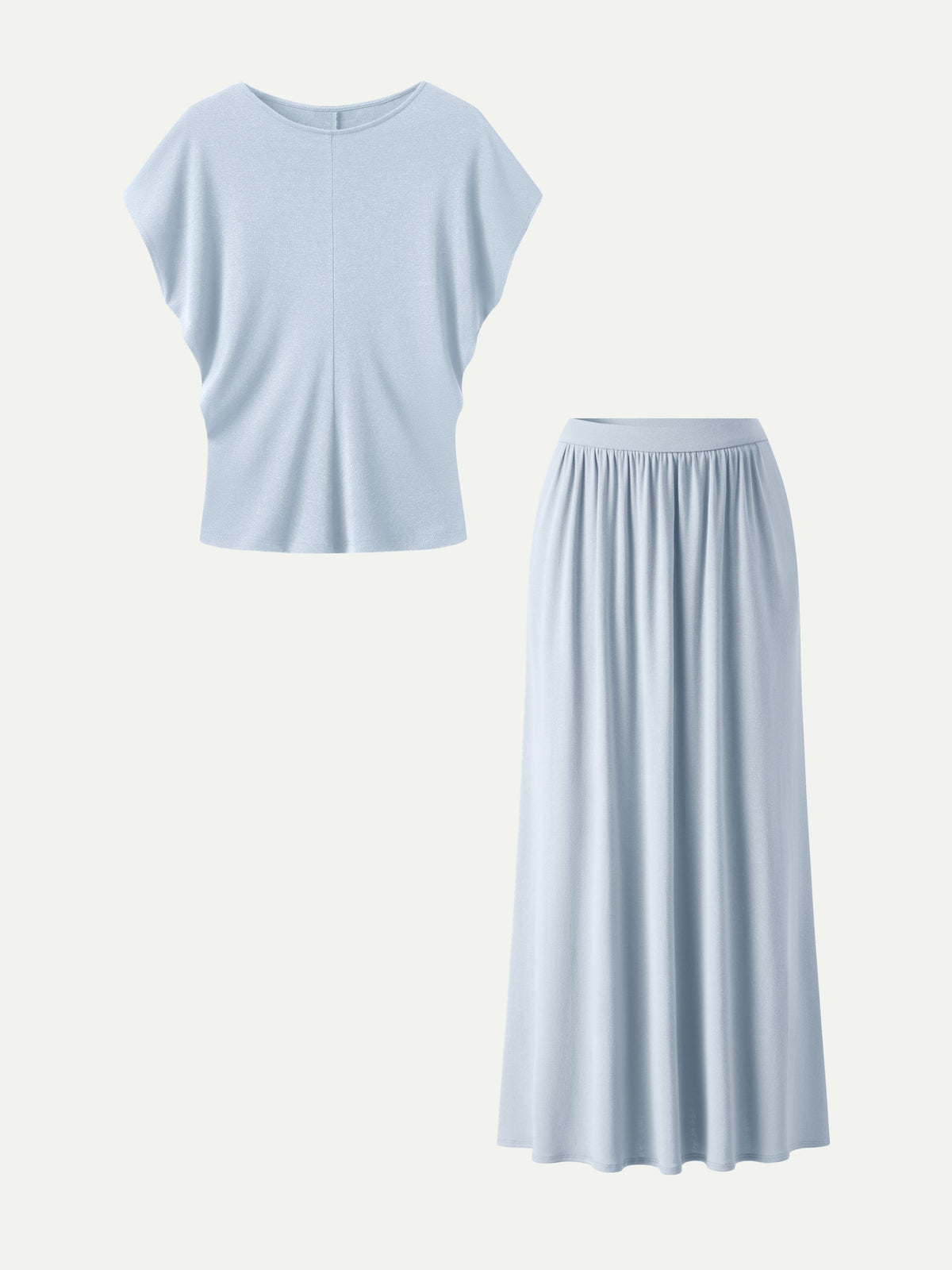 OGLmove Women's Round Neck Top and A-Line Maxi Skirt Set