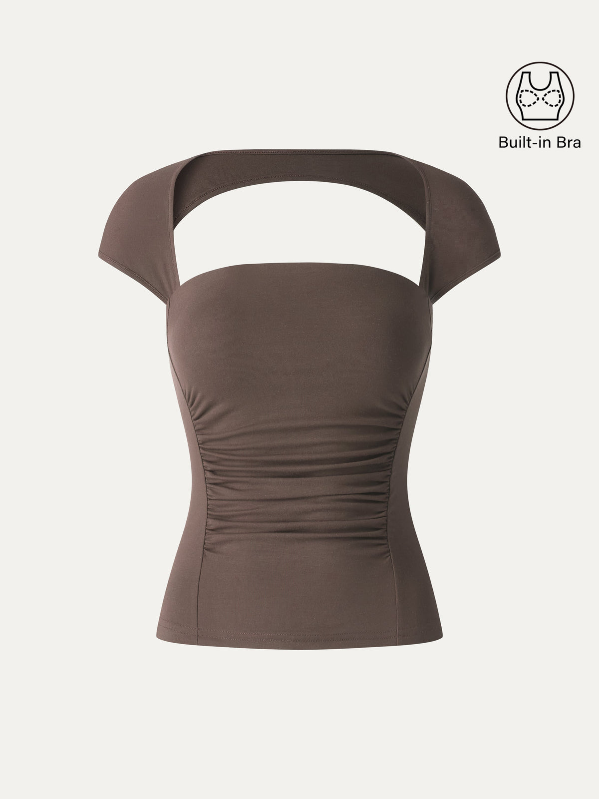 OGLmove Women's SkinKiss Square Neck Cutout Back Ruched Bra Top
