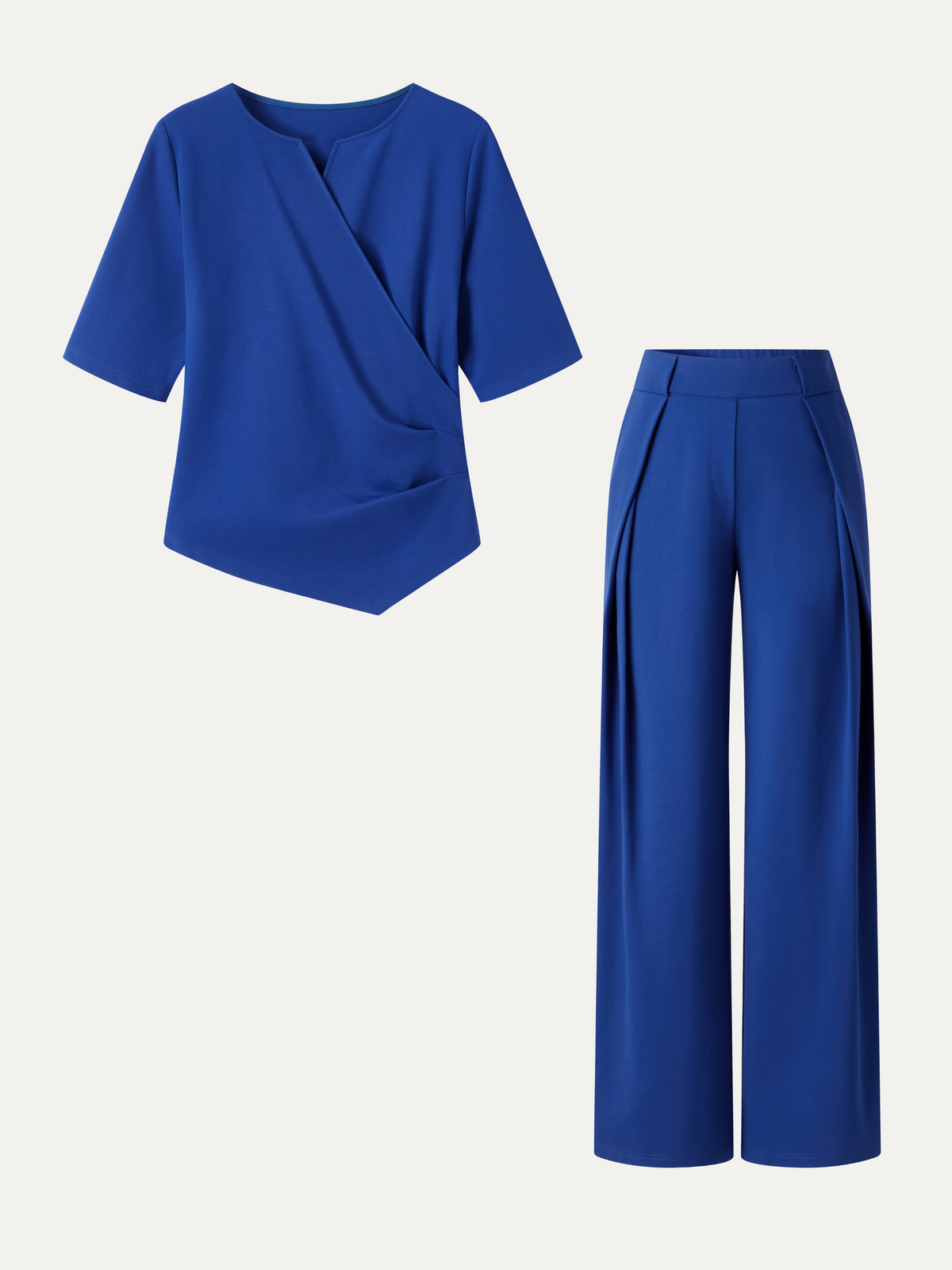 OGLmove Women's Surplice Top and Wide-Leg Pant Set